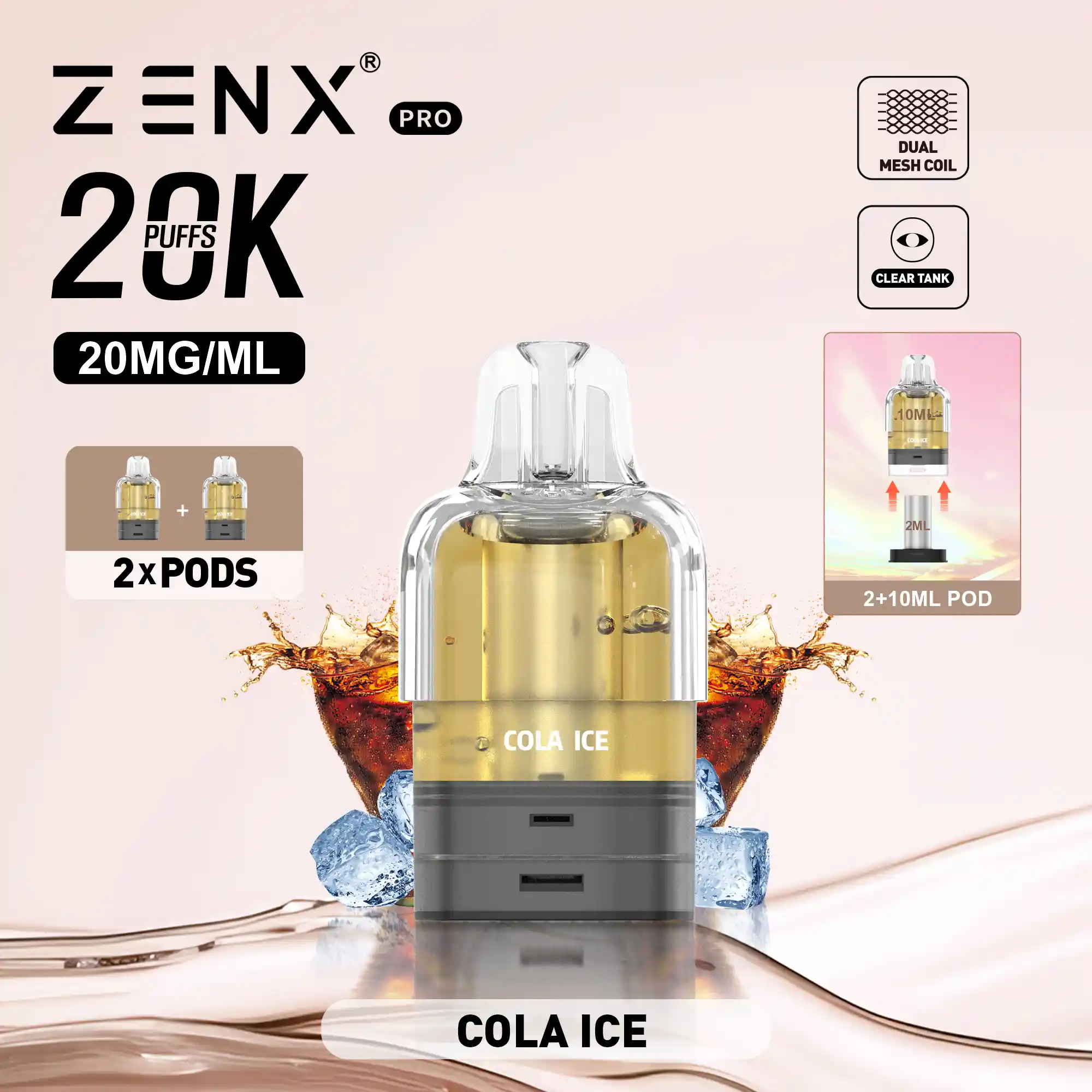 ZENX Pro Prefilled Pods - Cola ice Vape Pod - zenxvape.nl