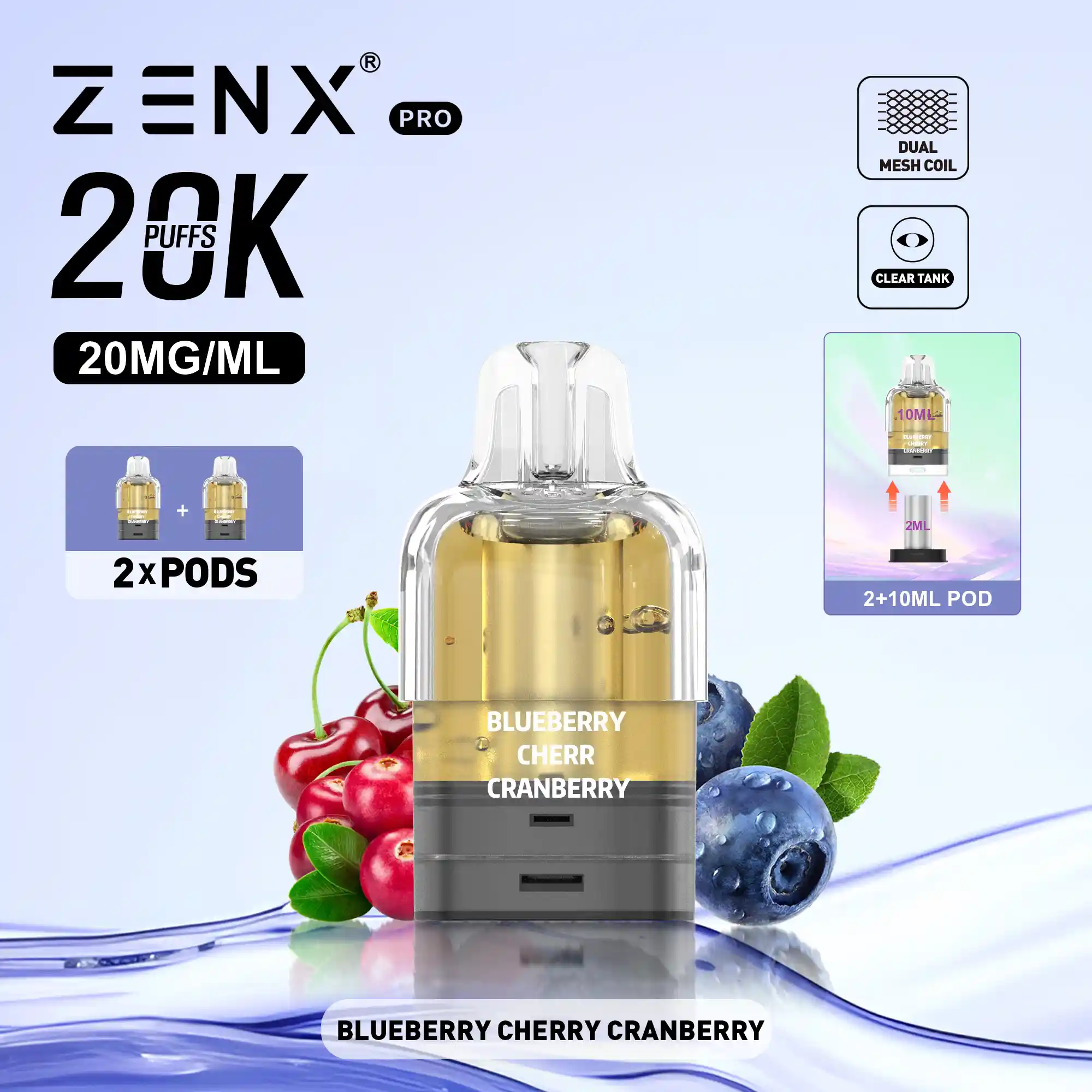 ZENX Pro Prefilled Pods - Blueberry Cherry Cranberry Vape Pod - zenxvape.nl