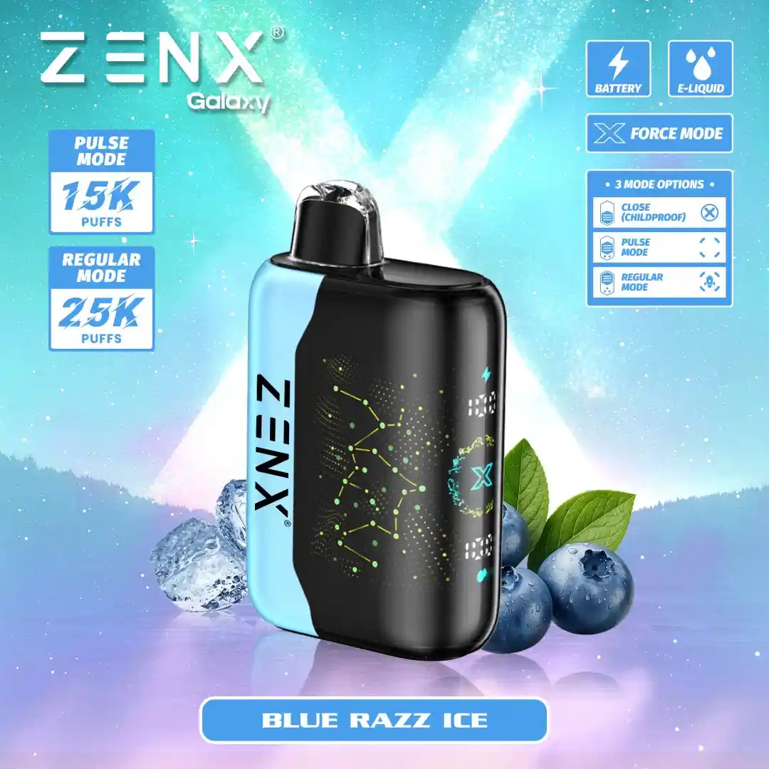 Zenx Galaxy Pulse X 25K Disposable Vape - Blue Razz Ice Vape - zenxvape.us