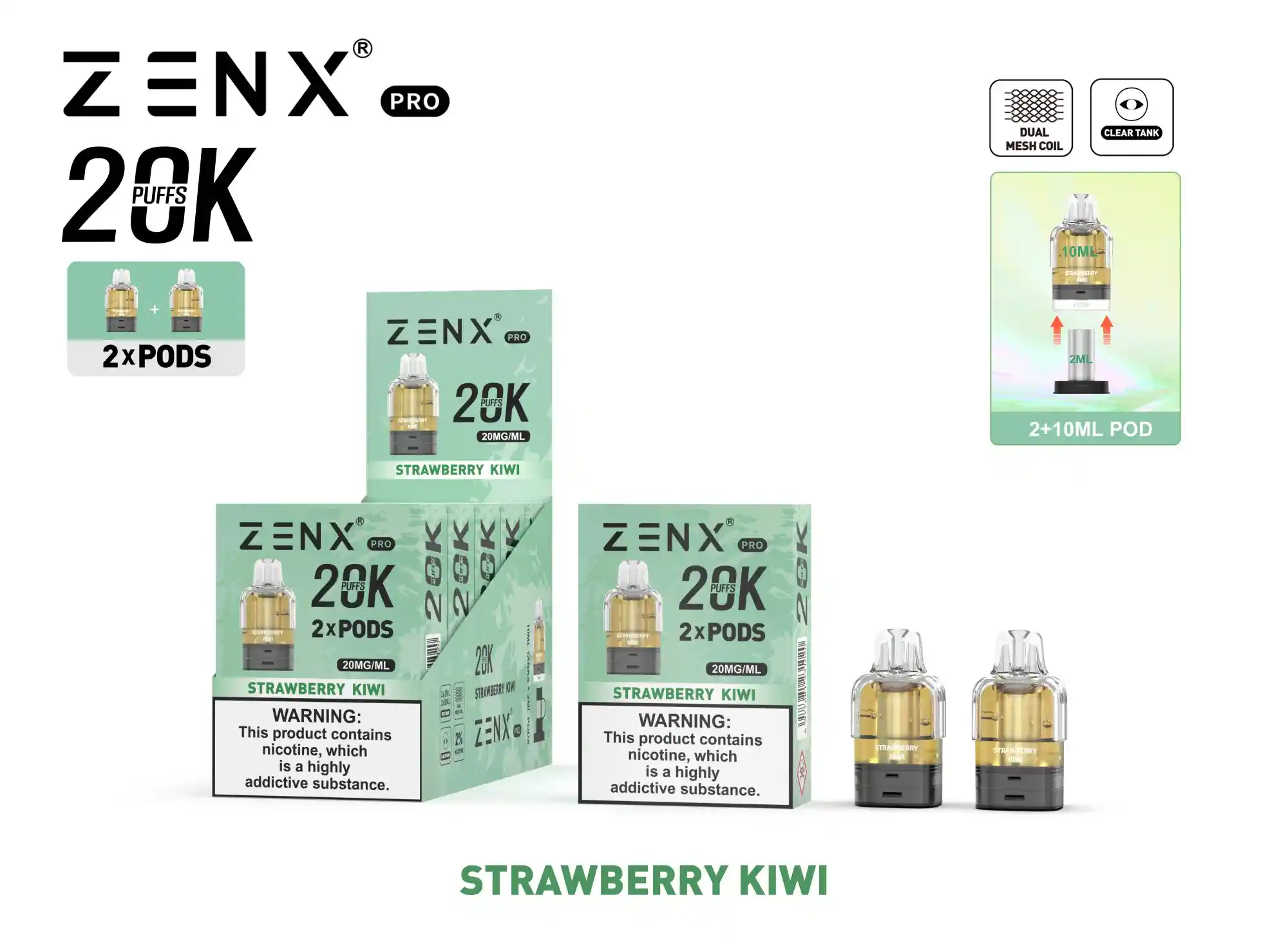 ZENX Pro Prefilled Pods - Strawberry kiwi Vape Pod - zenxvape.nl