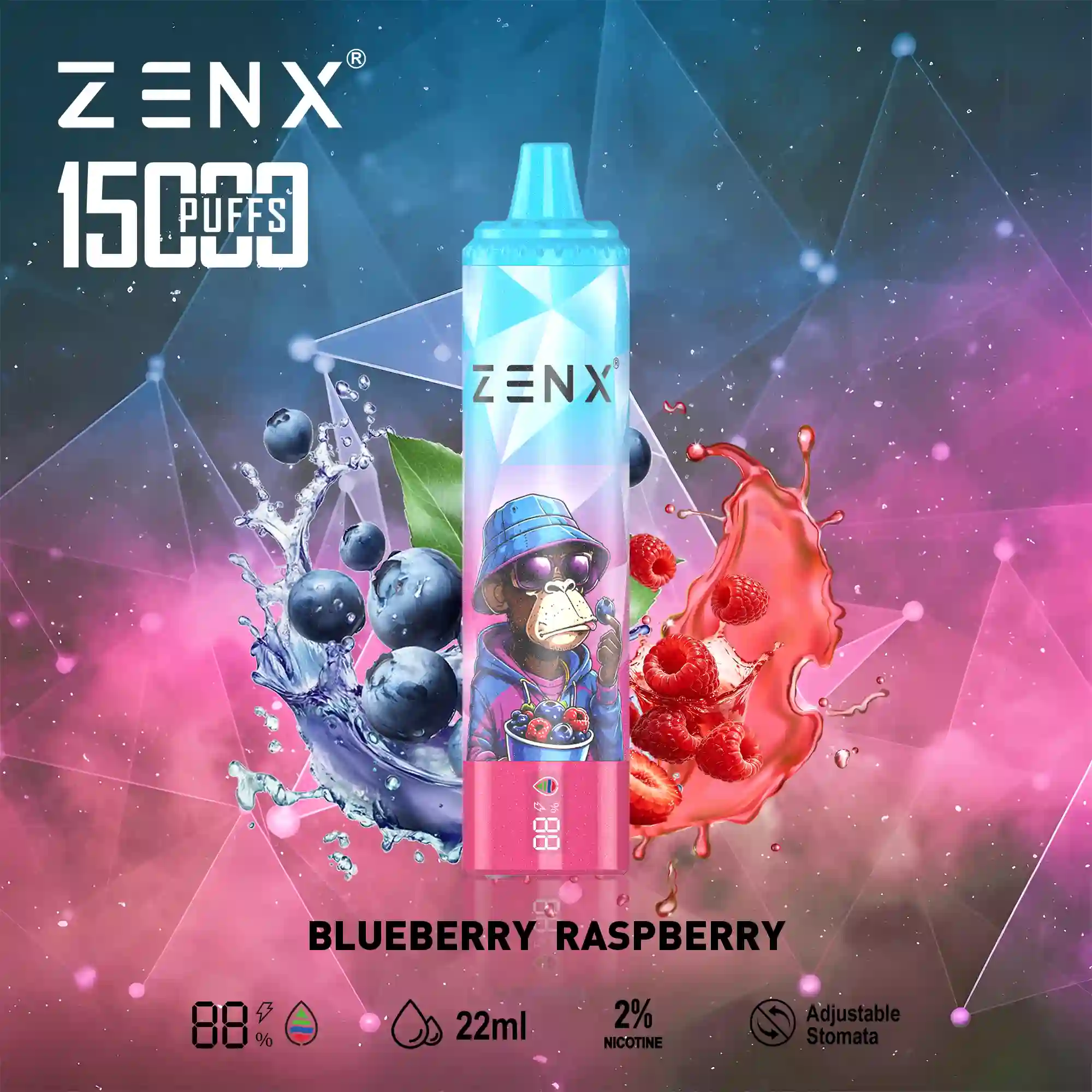 ZENX NFT Randm Tornado 15000 Puffs 15K Wegwerp Vape - BLUEBERRY RASPBERRY Vape - zenx.nl