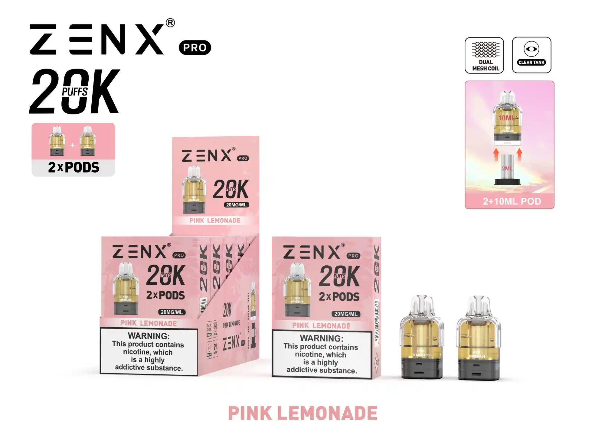 ZENX Pro Prefilled Pods - Pink Lemonade Vape Pod - zenxvape.nl