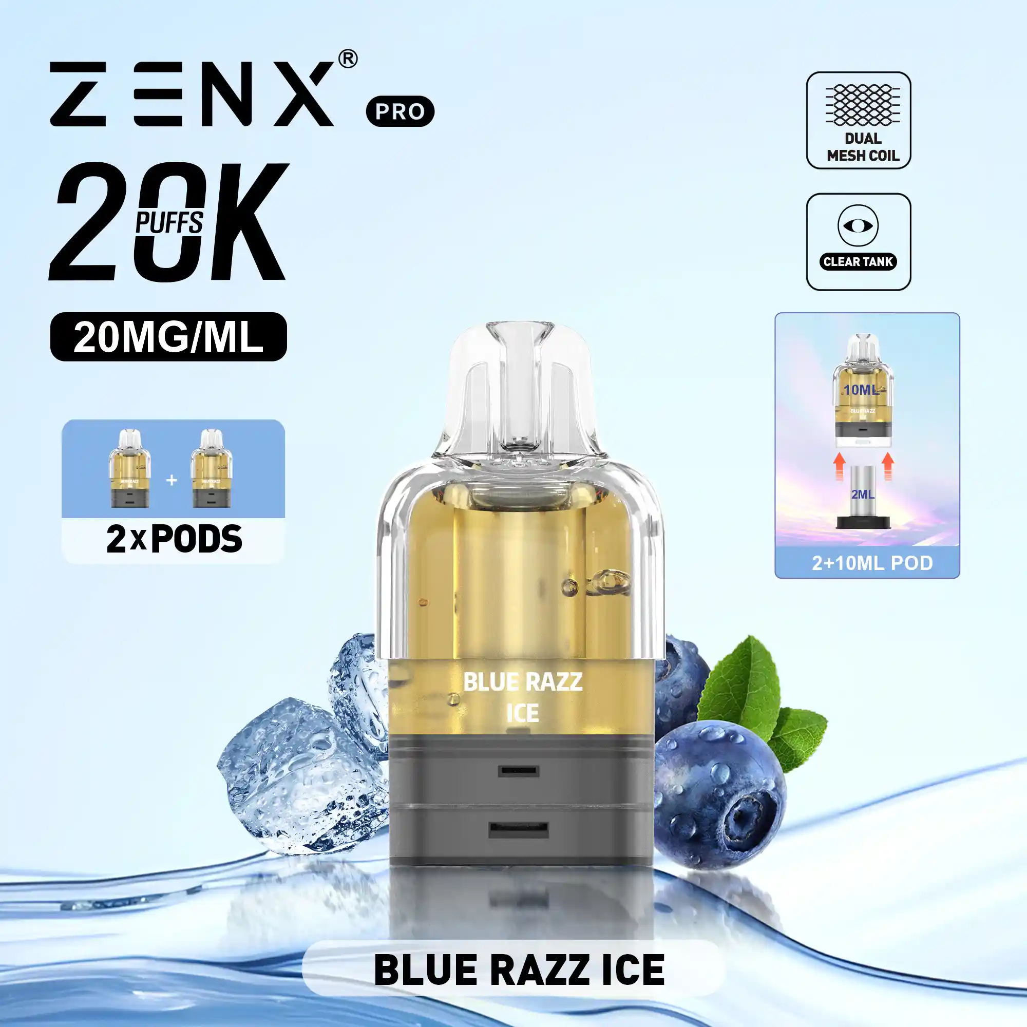 ZENX Pro Prefilled Pods - Blue Razz Ice Vape Pod - zenxvape.nl