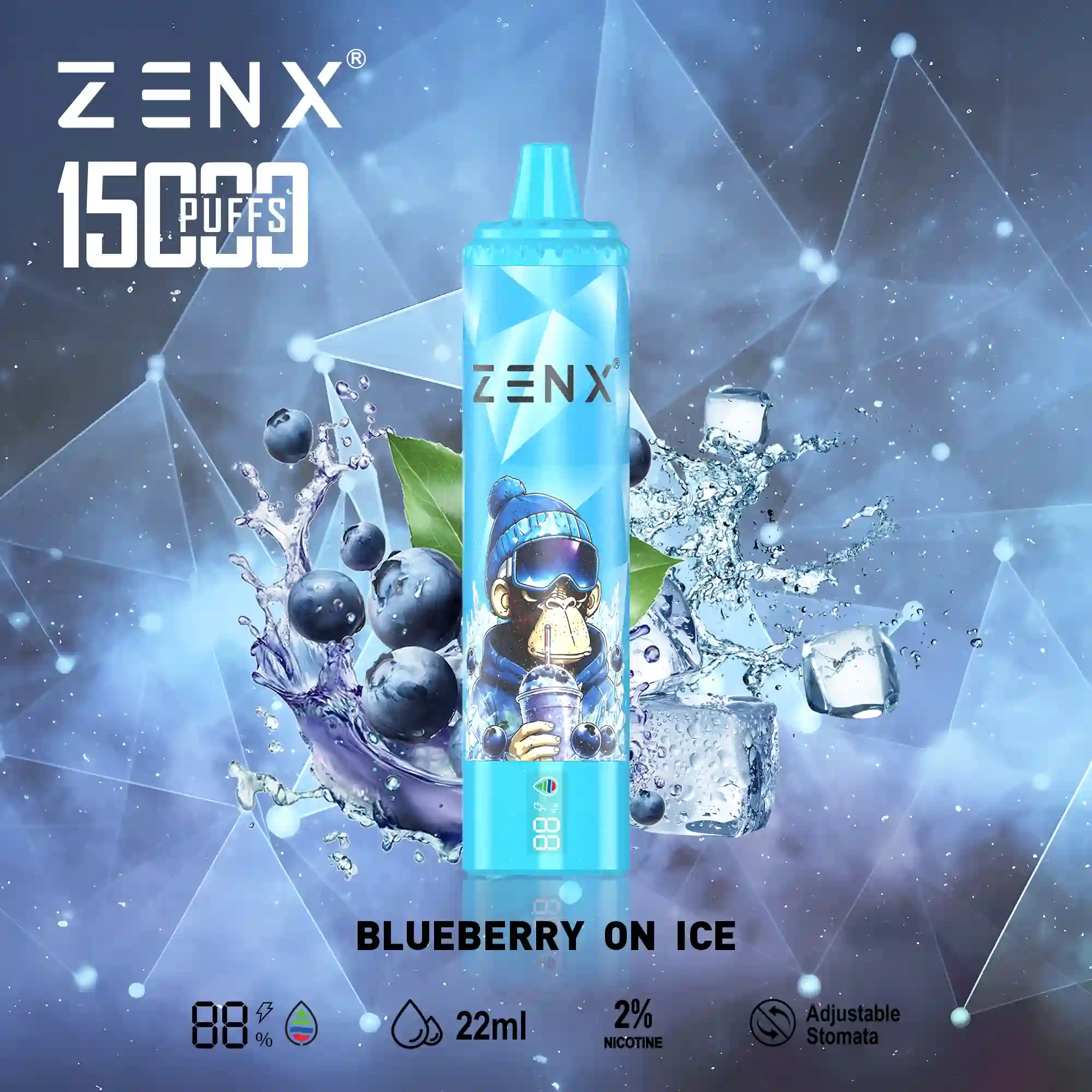 ZENX NFT Randm Tornado 15000 Puffs 15K Wegwerp Vape - BLUEBERRY ON ICE Vape - zenx.nl