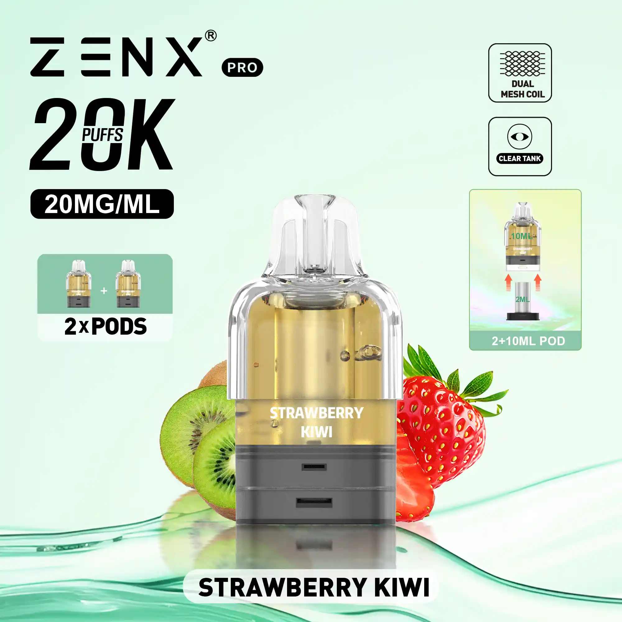 ZENX Pro Prefilled Pods - Strawberry kiwi Vape Pod - zenxvape.nl
