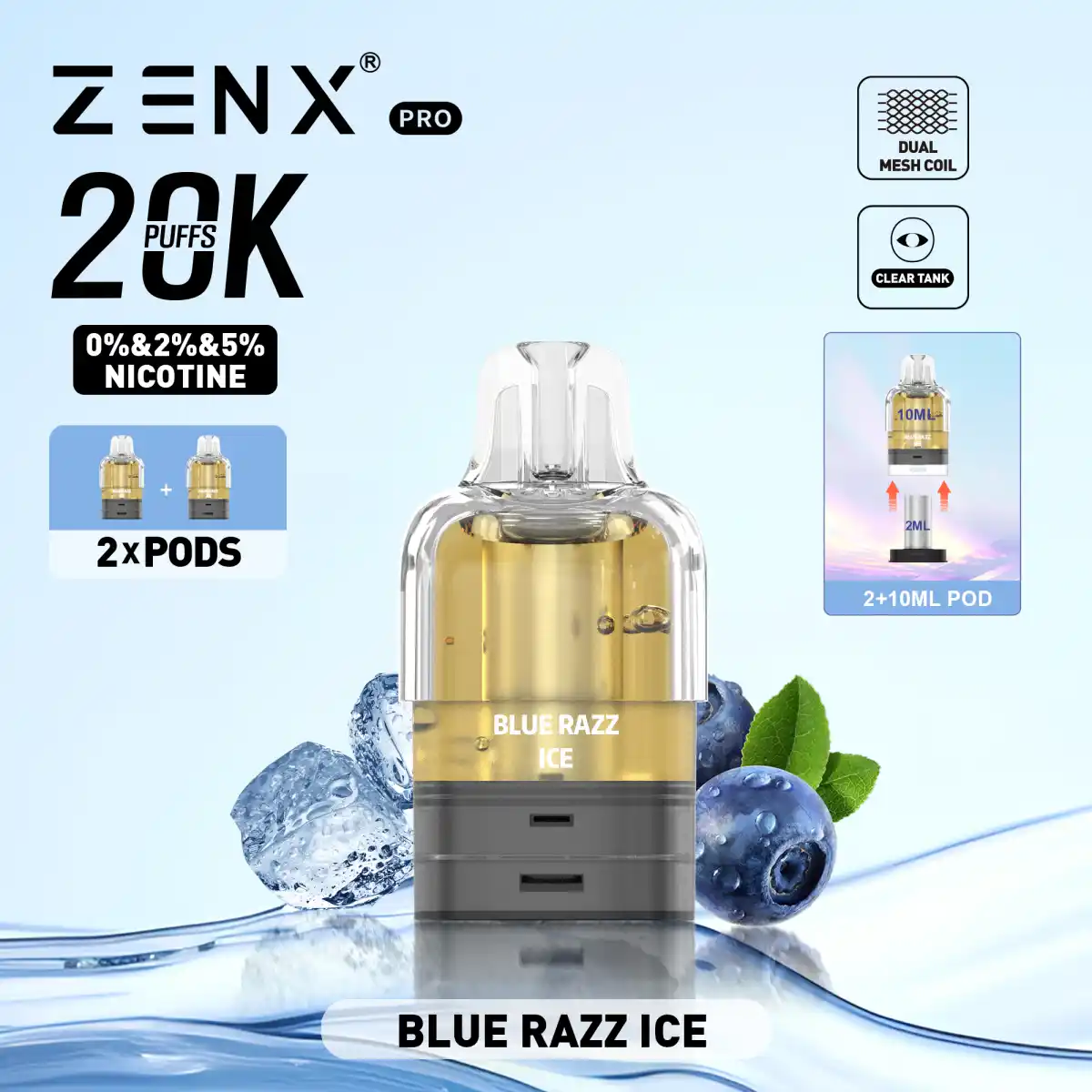 ZENX Pro Prefilled Pods - Blue Razz Ice Vape Pod - zenx.nl
