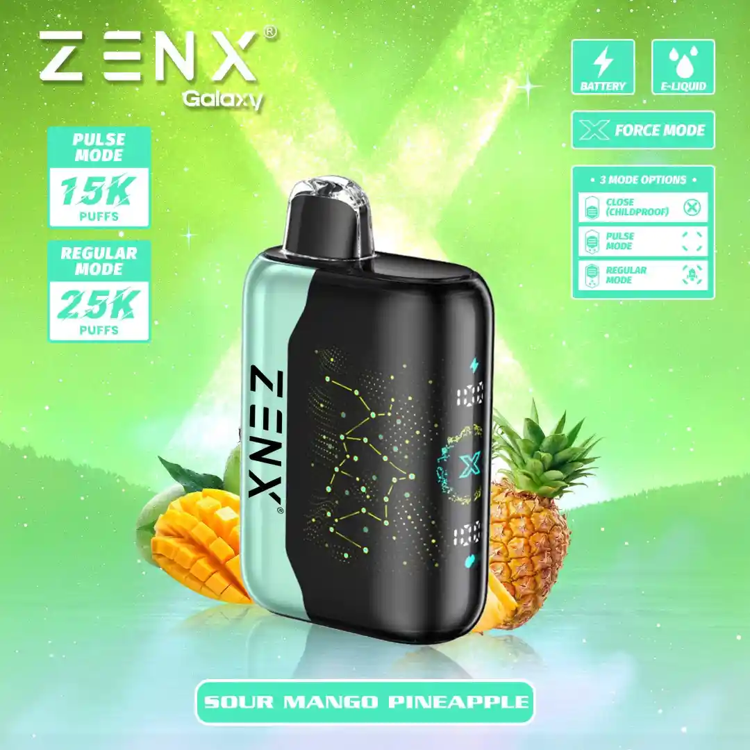 Zenx Galaxy Pulse X 25K Disposable Vape - Sour Mango Pineapple Vape - zenxvape.us