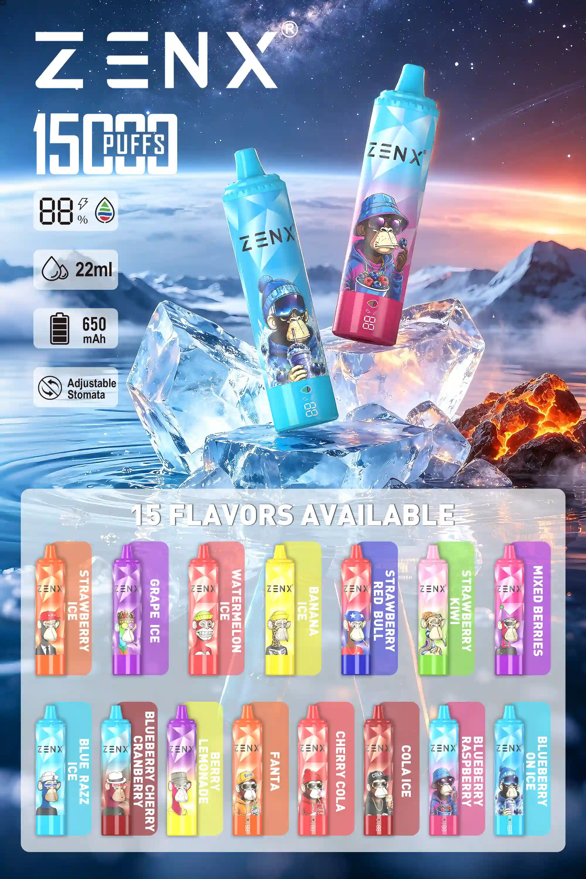 ZENX NFT Randm Tornado 15000 Puffs 15K Wegwerp Vape - zenx.nl
