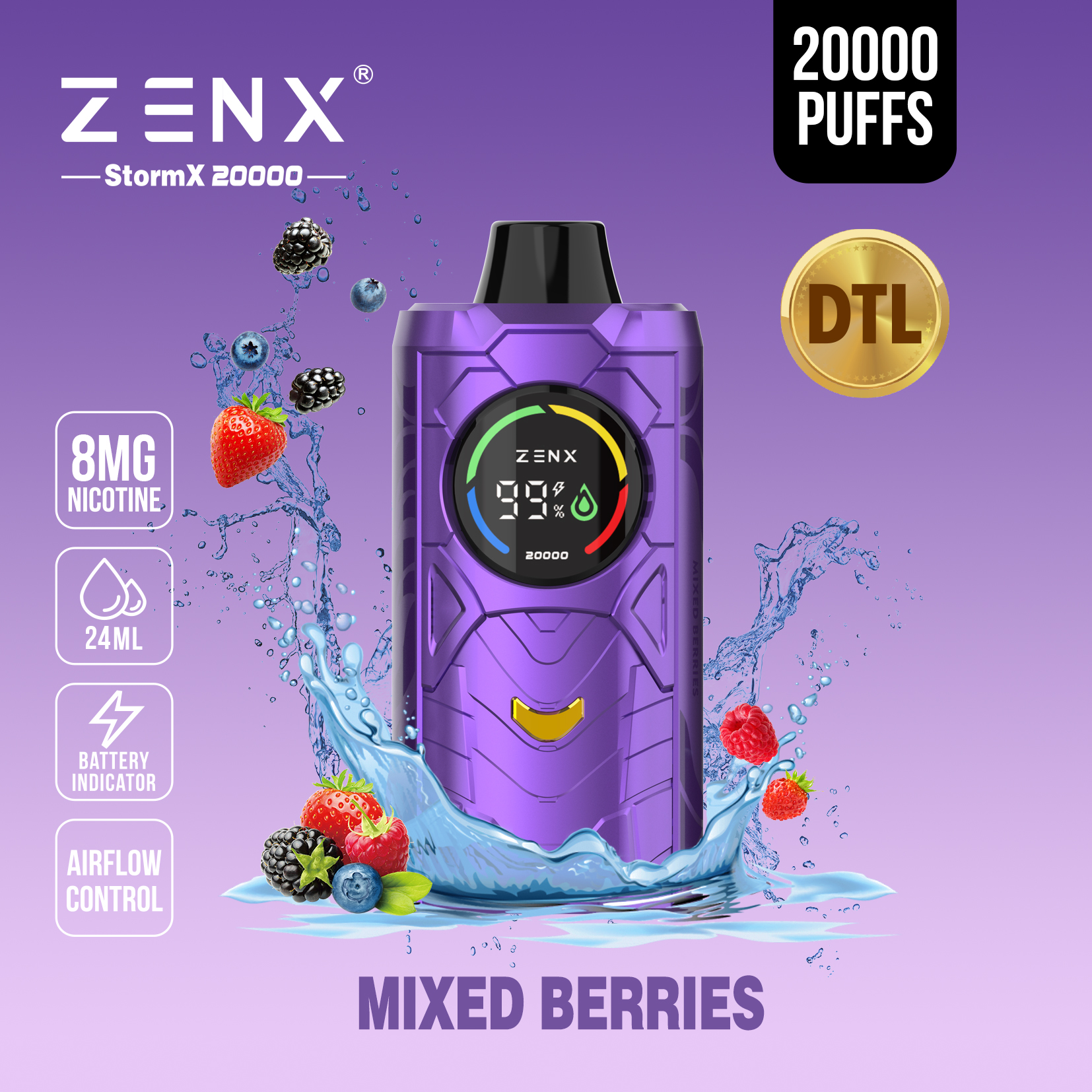 ZENX DTL StormX 20000 Puffs Wegwerp Vape - zenxvape.nl