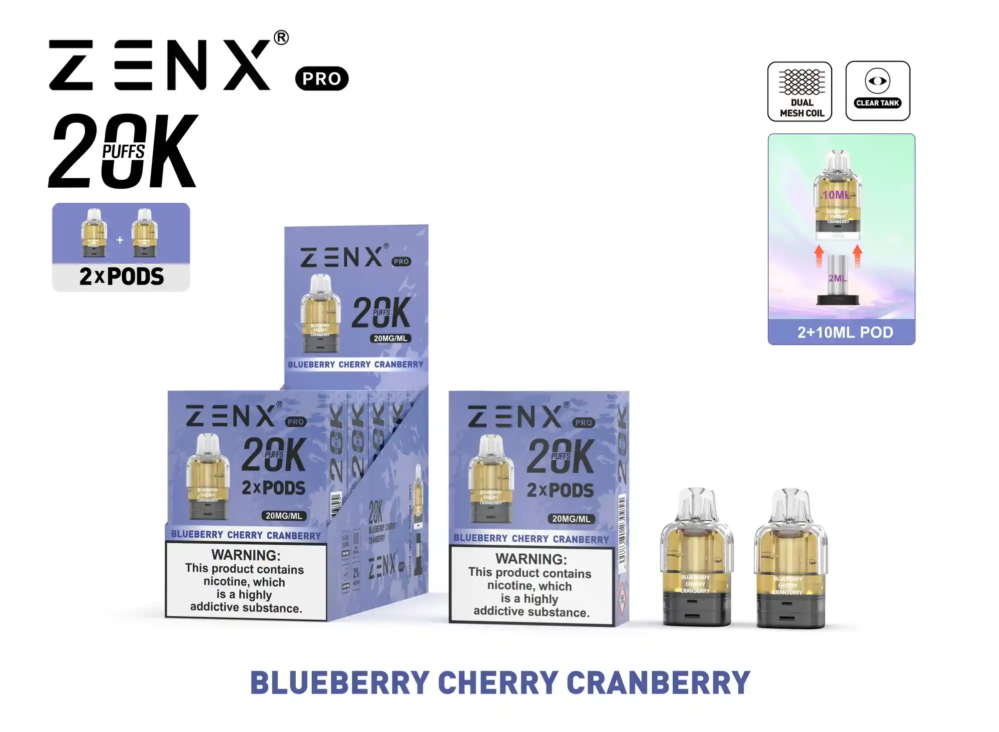 ZENX Pro Prefilled Pods - Blueberry Cherry Cranberry Vape Pod - zenxvape.nl