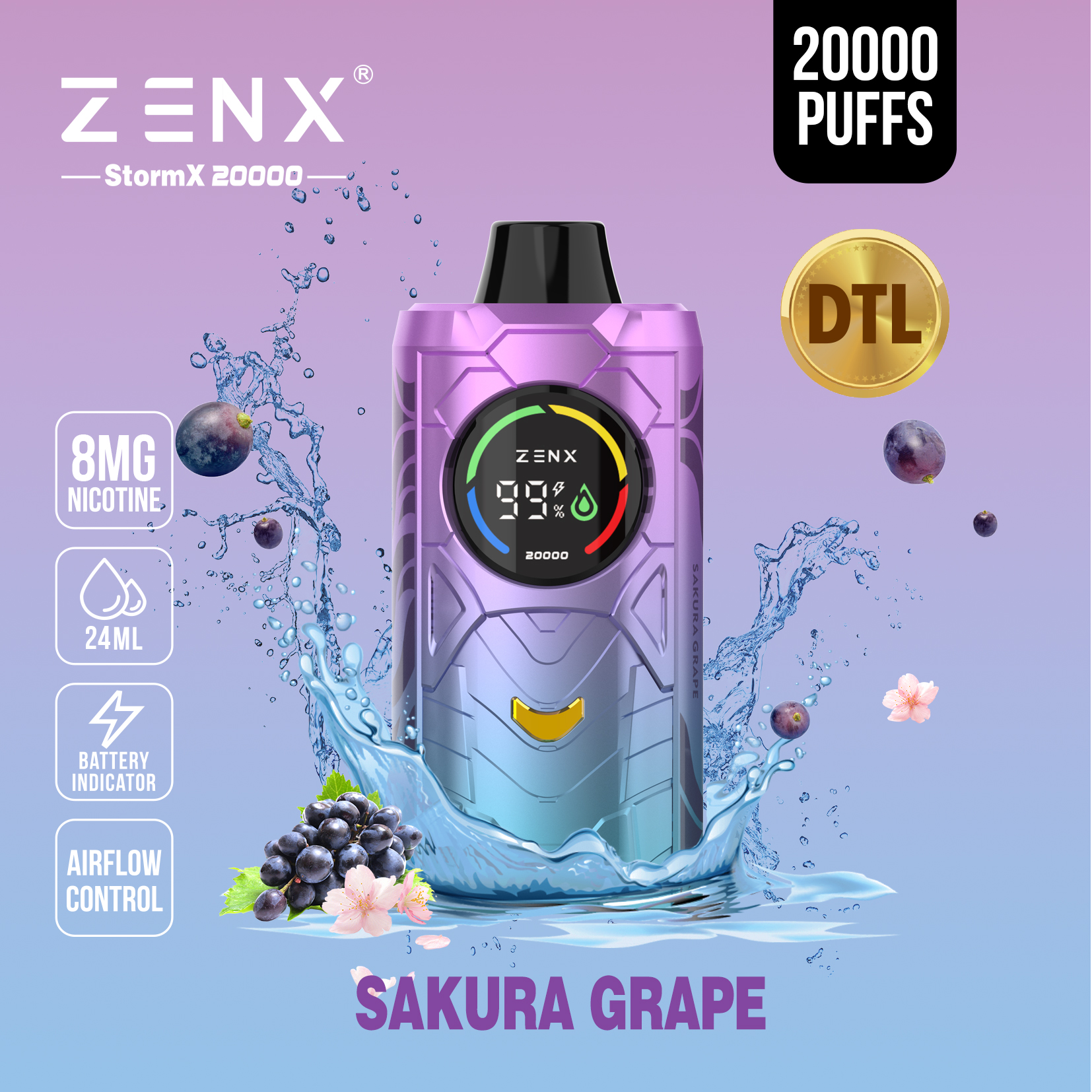 ZENX DTL StormX 20000 Puffs Wegwerp Vape - zenxvape.nl