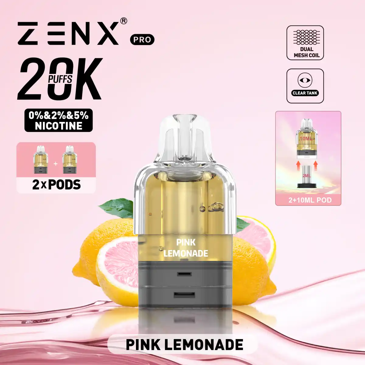 ZENX Pro Prefilled Pods - Pink Lemonade Vape Pod - zenx.nl