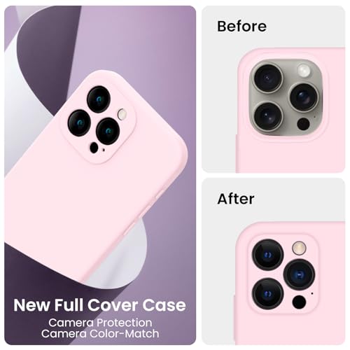 6.1 inch Full Cover Camera Protection Soft Anti-Scratch Microfiber Lining Silicone Phone Case with 2 Screen Protectors for 15 Pro