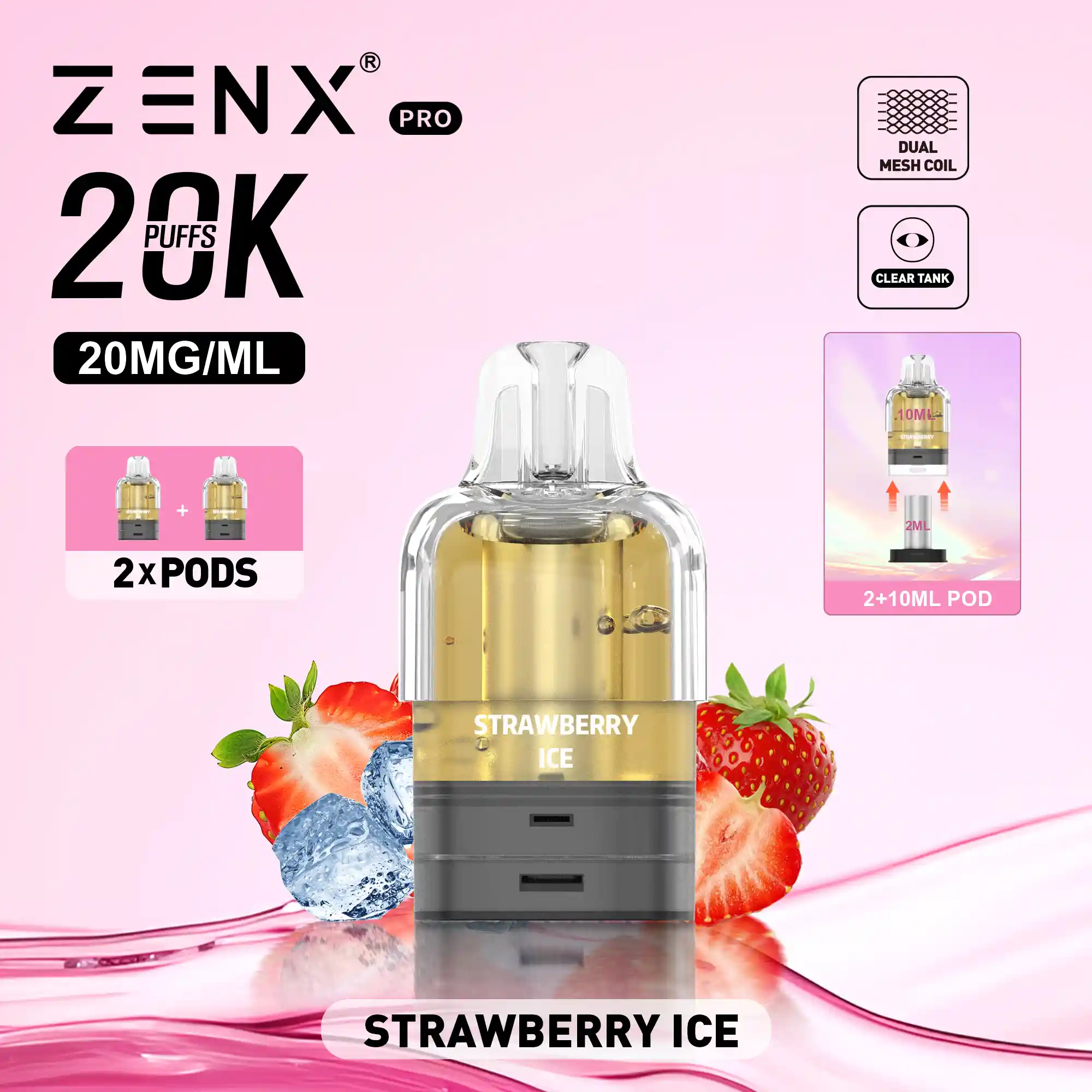 ZENX Pro Prefilled Pods - Strawberry Ice Vape Pod - zenxvape.nl