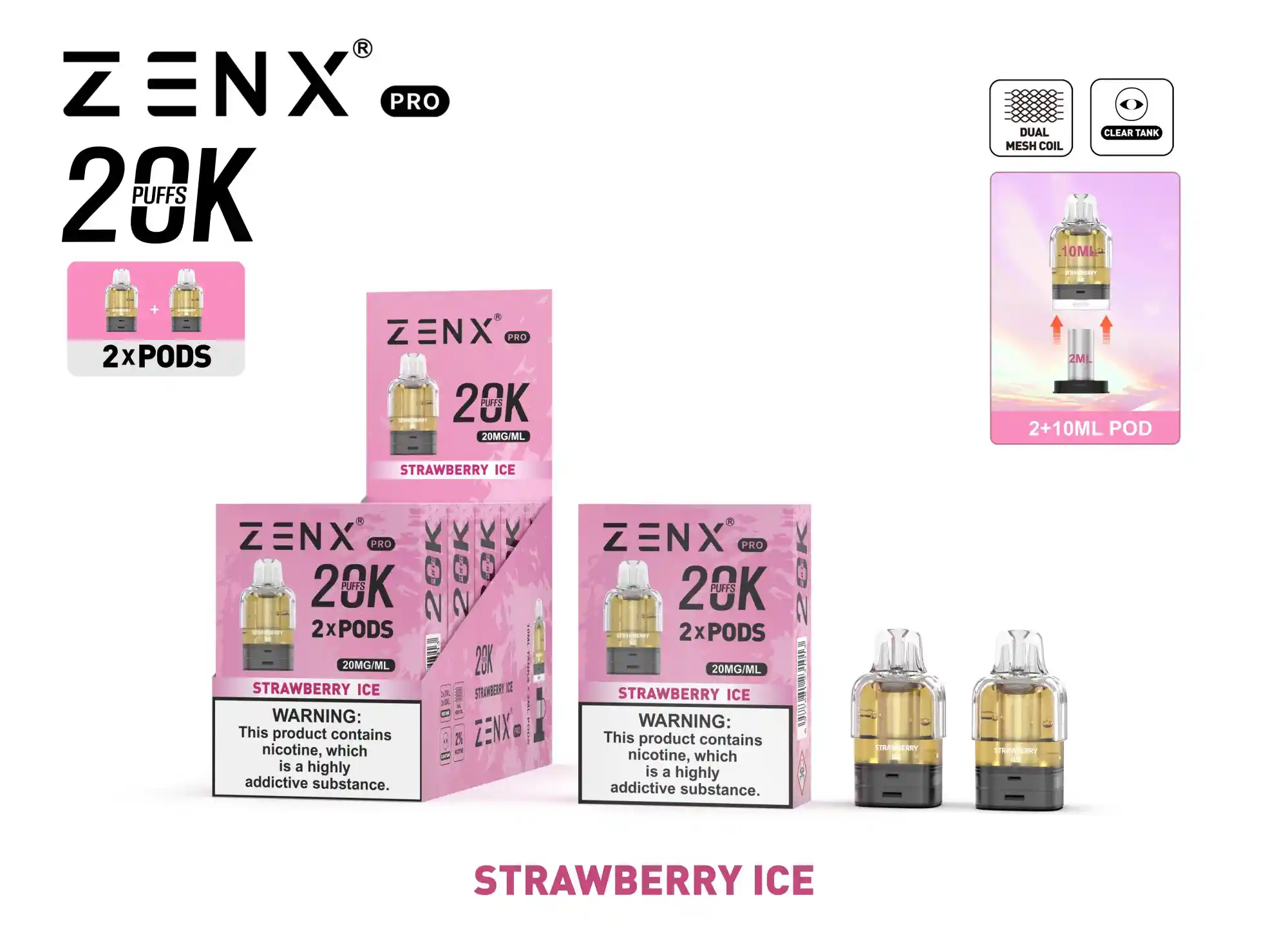 ZENX Pro Prefilled Pods - Strawberry Ice Vape Pod - zenxvape.nl