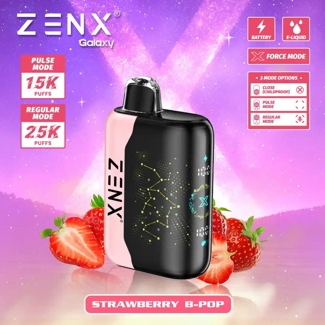 Zenx Galaxy Pulse X 25K Disposable Vape - Strawberry B-pop Vape - zenxvape.us