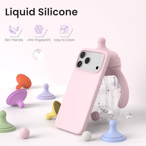 Slim Liquid Silicone 3 Layers Soft Gel Rubber Shockproof Protective Cover with Anti-Scratch Microfiber Lining for 17 Pro Max