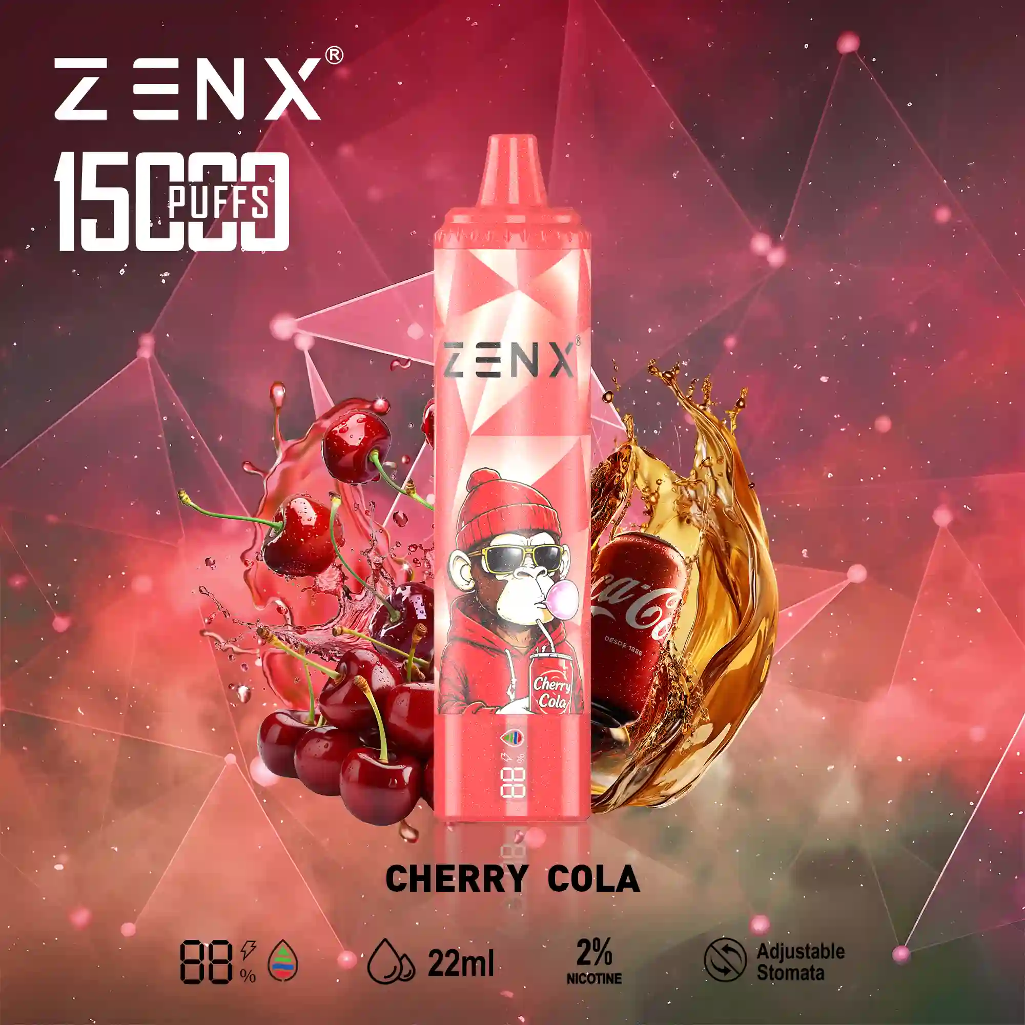 ZENX NFT Randm Tornado 15000 Puffs 15K Wegwerp Vape - CHERRY COLA Vape - zenx.nl