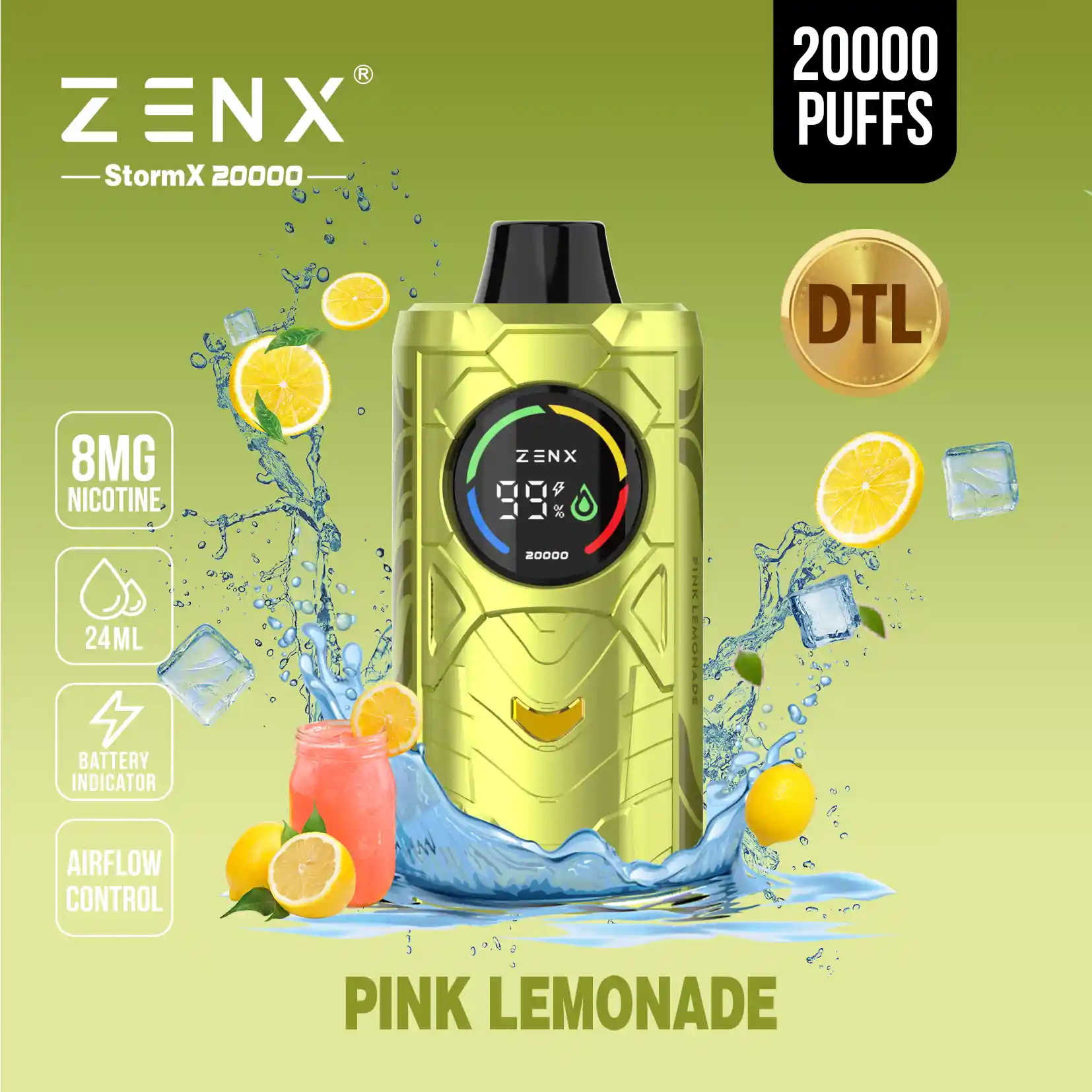ZENX StormX DTL 20K Disposable Vape - Pink Lemonade Vape - zenxvape.us