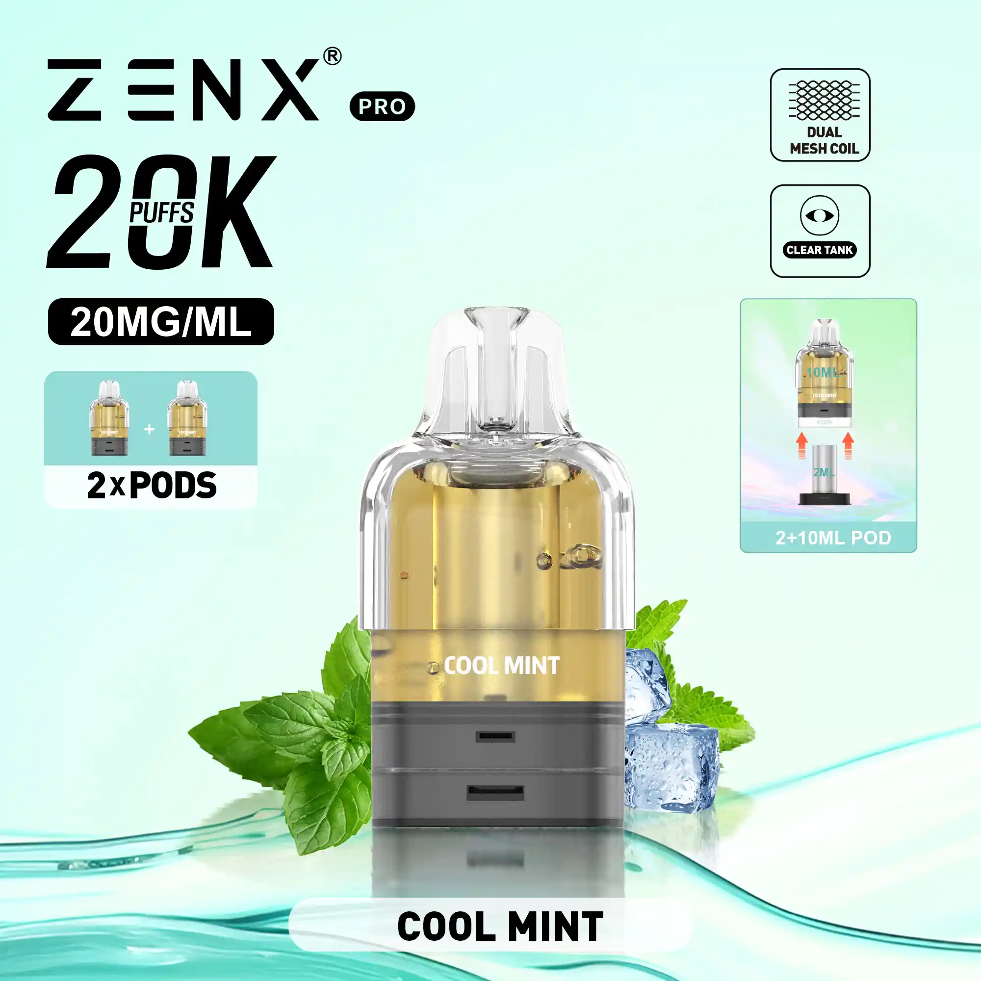 ZENX Pro Prefilled Pods - Cool Mint Vape Pod - zenxvape.nl