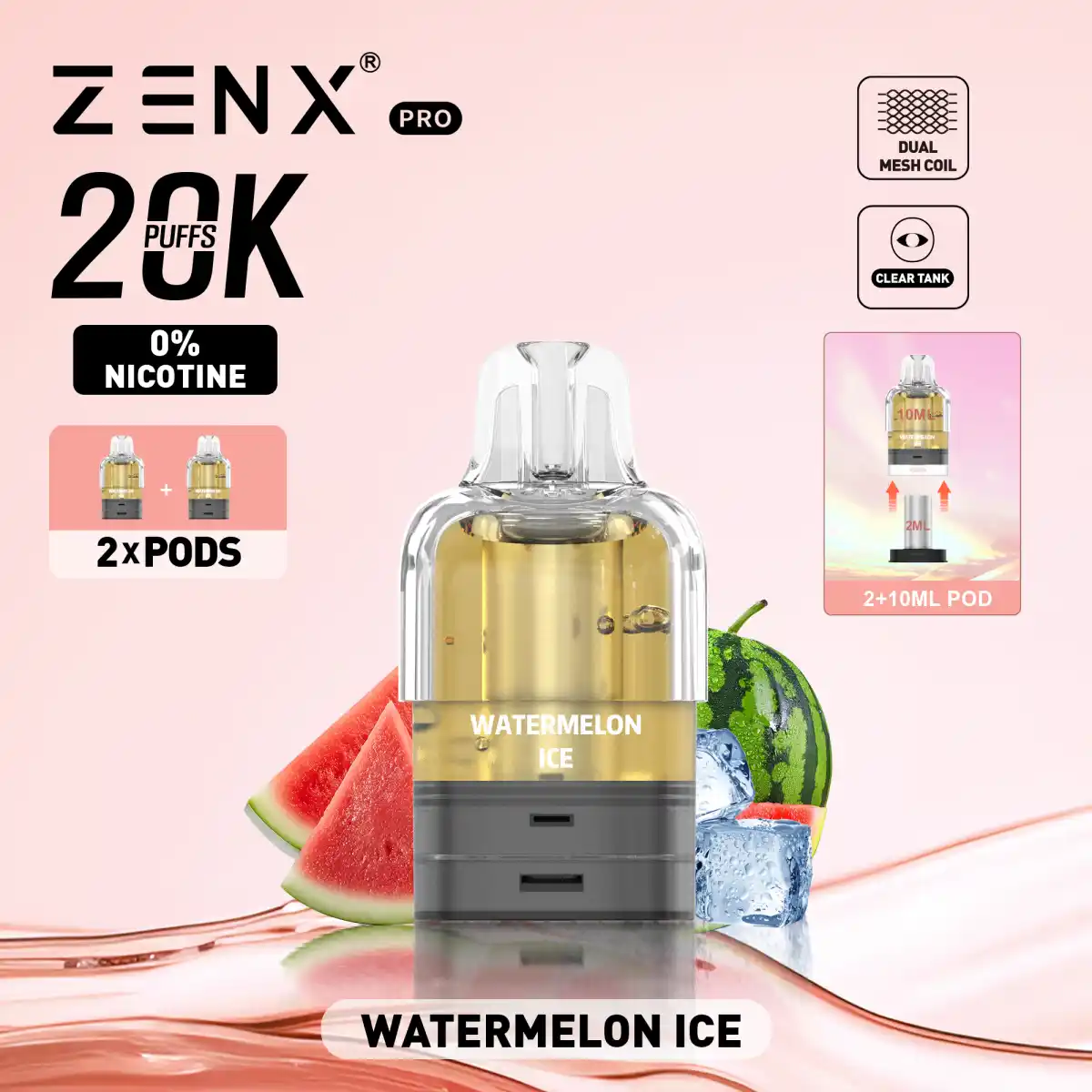ZENX Pro Prefilled Pods Nikotinfreie - Watermelon Ice Vape Pod - zenxvape.de