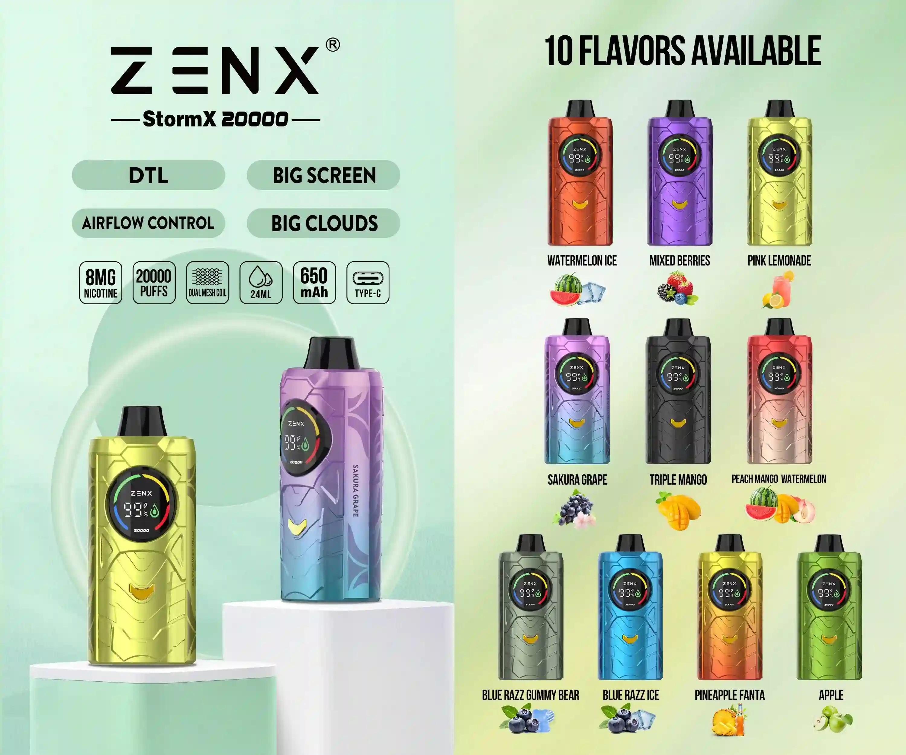 ZENX Stormx DTL 20K Disposable Vape - zenxvape.us