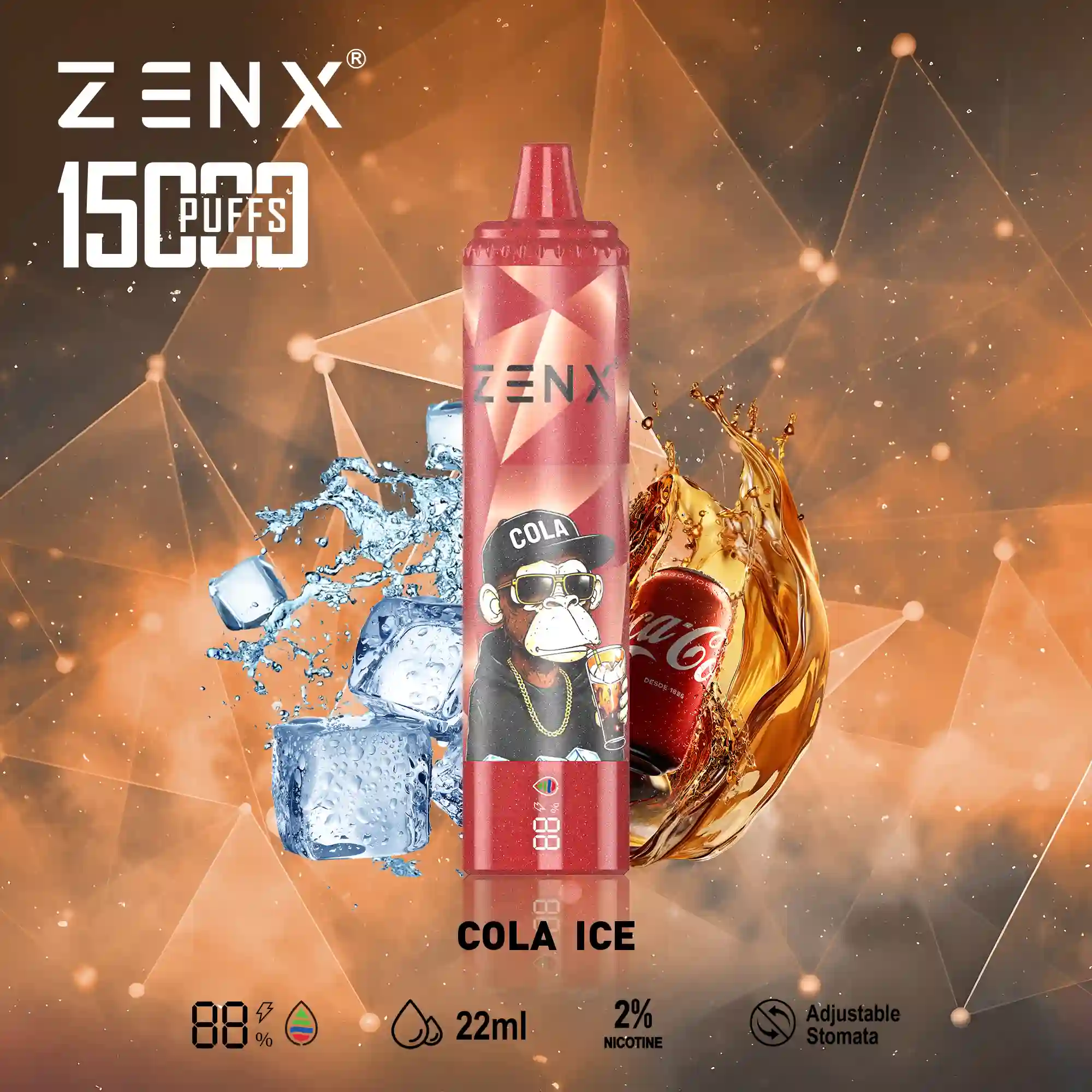 ZENX NFT Randm Tornado 15000 Puffs 15K Wegwerp Vape - COLA ICE Vape - zenx.nl