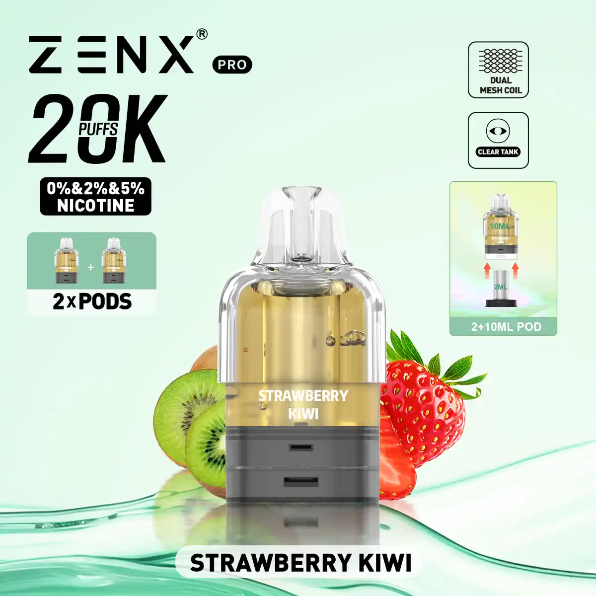 ZENX Pro Prefilled Pods - Strawberry kiwi Vape Pod - zenx.nl