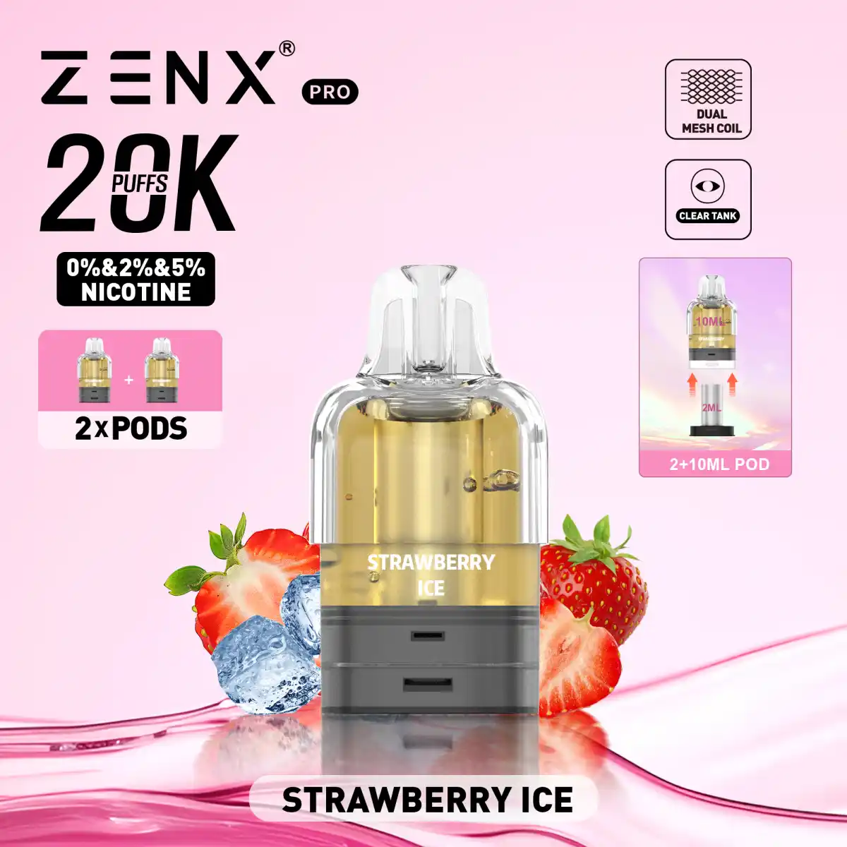 ZENX Pro Prefilled Pods - Strawberry Ice Vape Pod - zenx.nl