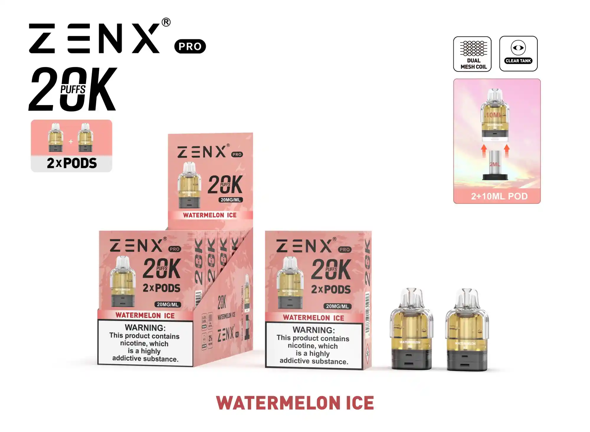 ZENX Pro Prefilled Pods - Watermelon Ice Vape Pod - zenxvape.nl
