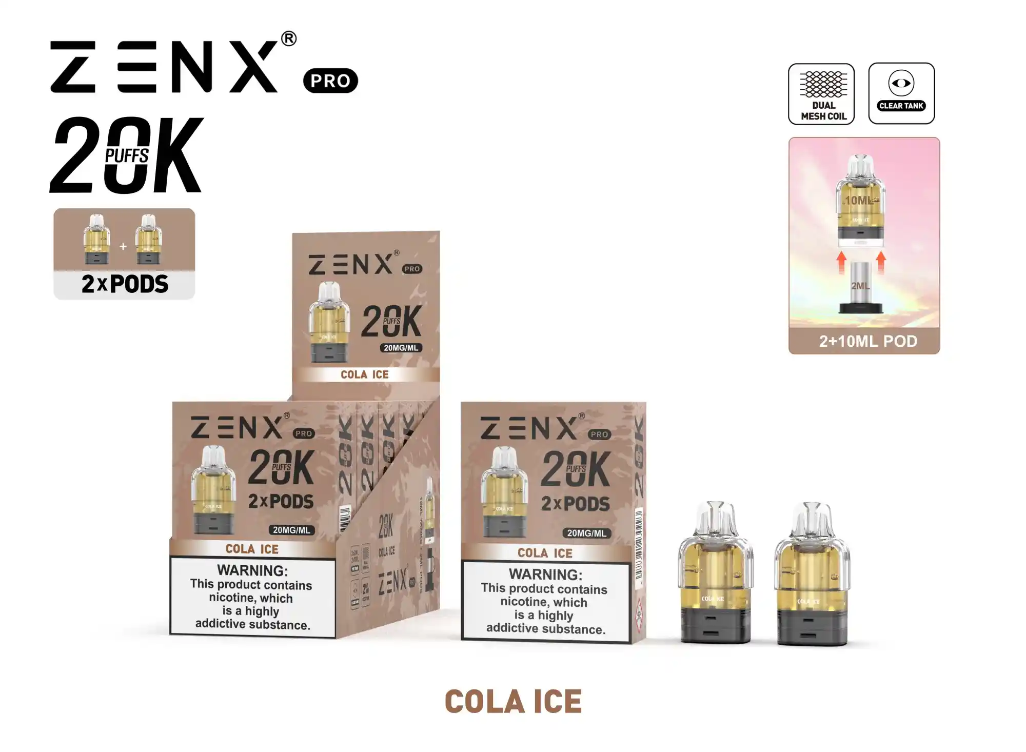 ZENX Pro Prefilled Pods - Cola ice Vape Pod - zenxvape.nl