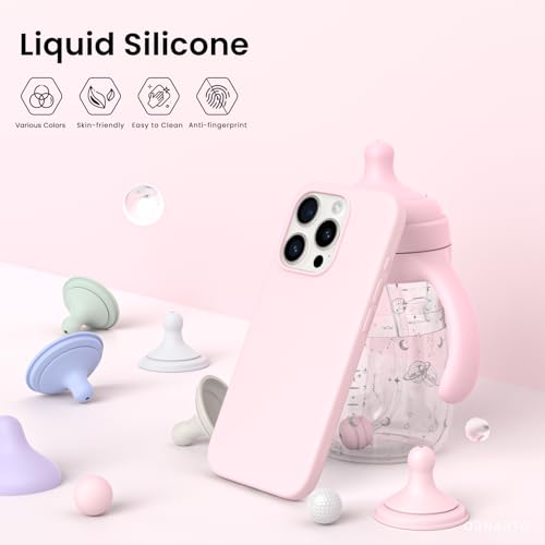 Liquid Silicone 3 Layers Full Covered Soft Gel Rubber Cover, Shockproof Protective Slim Phone Case with Anti-Scratch Microfiber Lining for 15 Pro