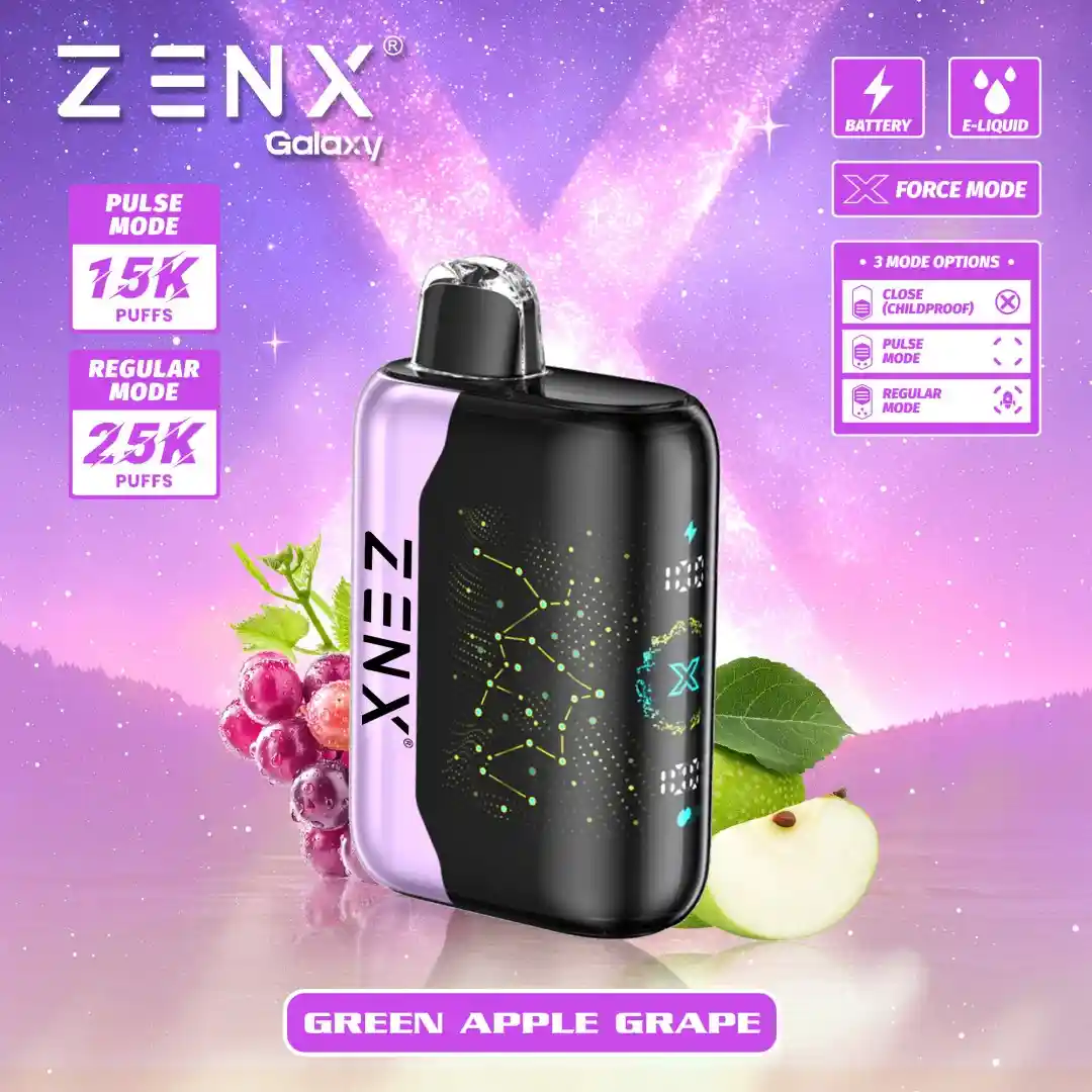 Zenx Galaxy Pulse X 25K Disposable Vape - Green Apple Grape Vape - zenxvape.us