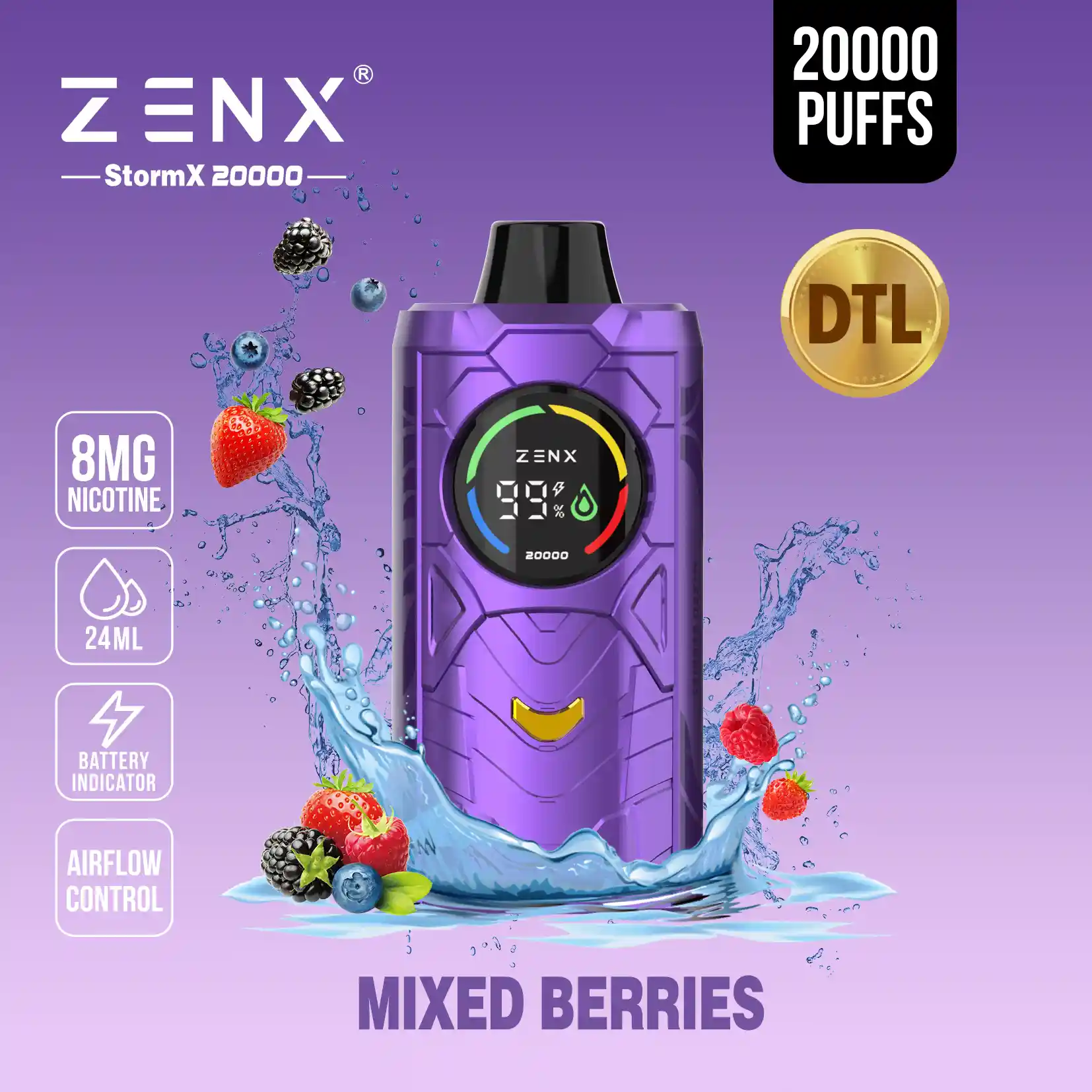 ZENX StormX DTL 20K Disposable Vape - Mixed Berries Vape - zenxvape.us