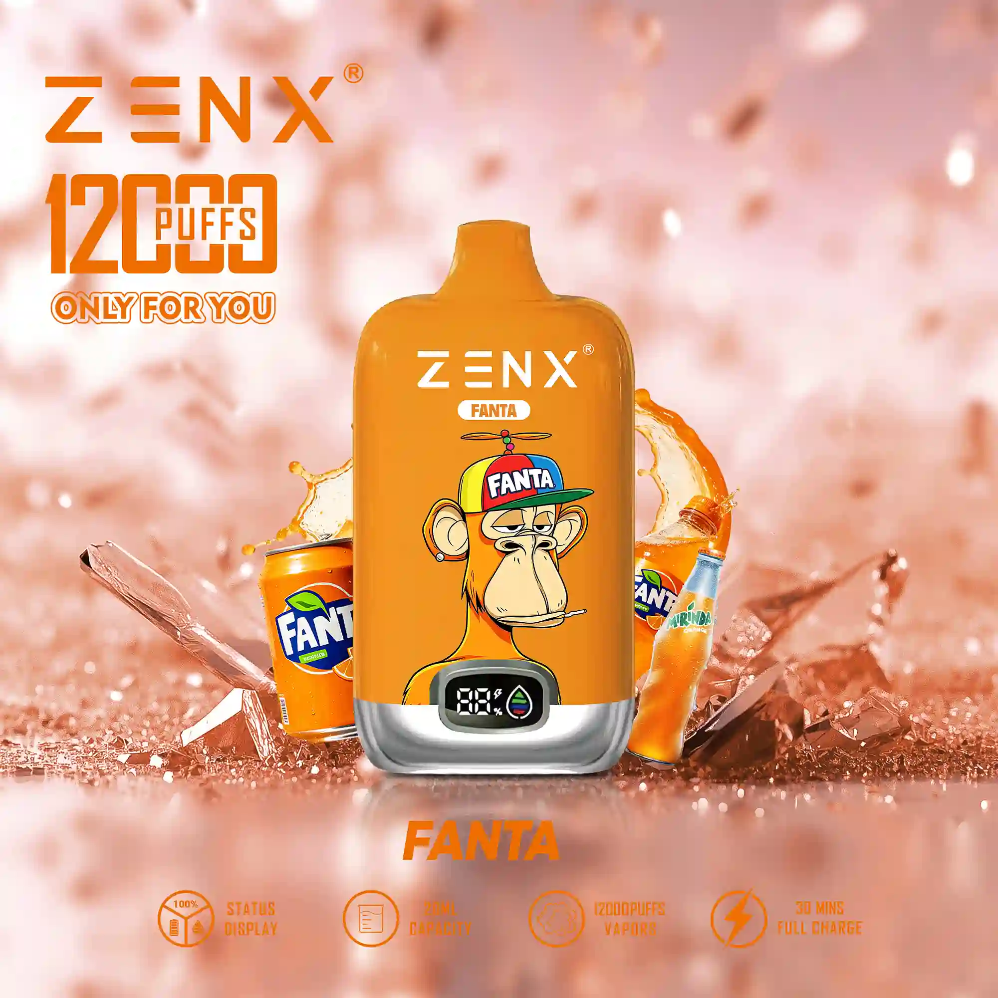ZENX NFT Digital Box 12000 Puffs 12K Einweg Vape Pod - Fanta Vape - zenxvape.de