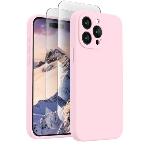 6.1 inch Full Cover Camera Protection Soft Anti-Scratch Microfiber Lining Silicone Phone Case with 2 Screen Protectors for 15 Pro