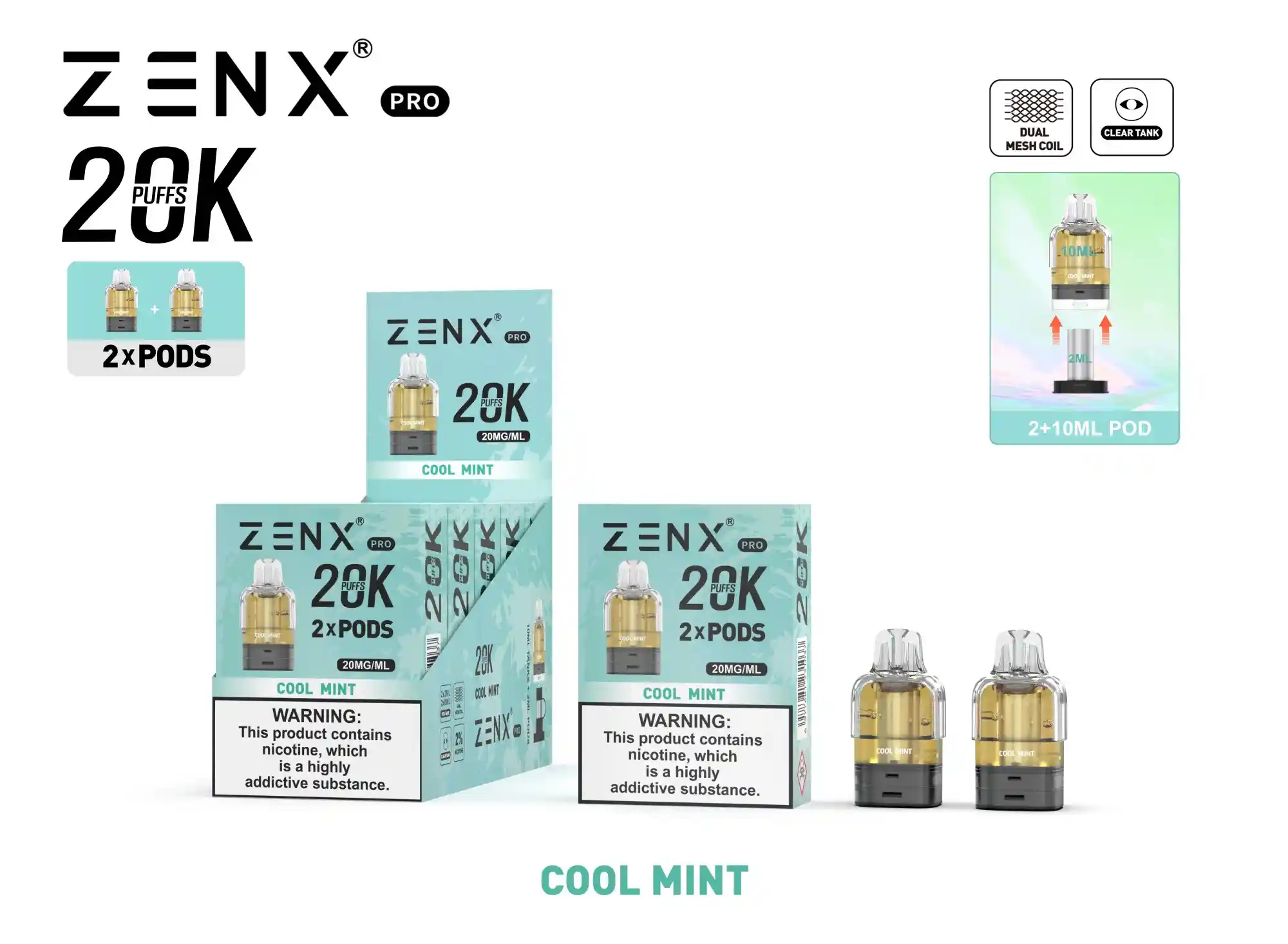 ZENX Pro Prefilled Pods - Cool Mint Vape Pod - zenxvape.nl