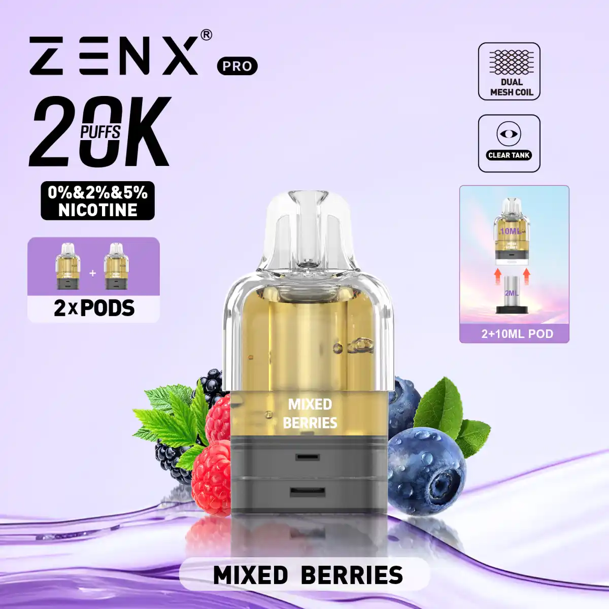ZENX Pro Prefilled Pods - 2ML+10ML(Nic 5/2/0%)