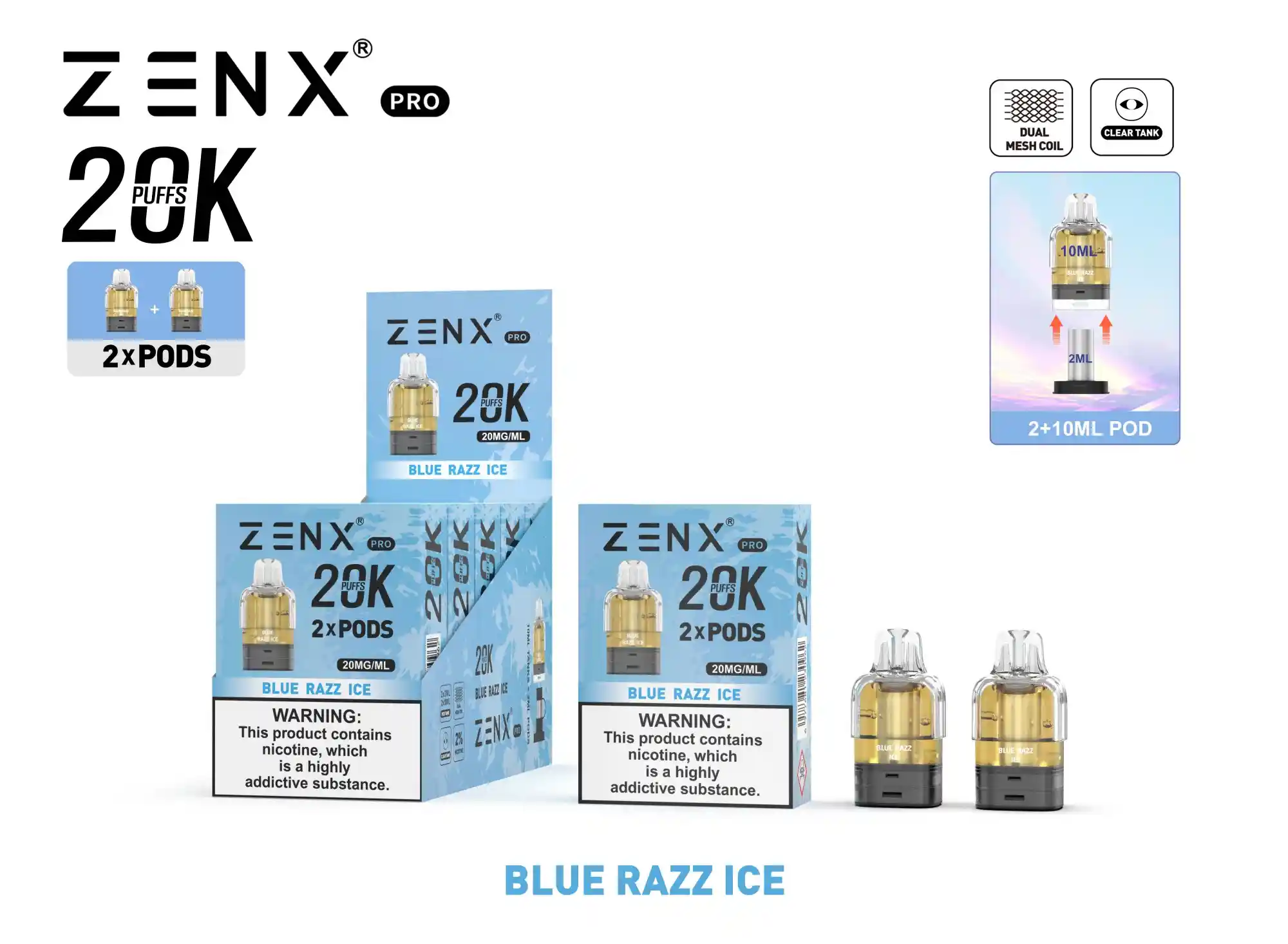 ZENX Pro Prefilled Pods - Blue Razz Ice Vape Pod - zenxvape.nl