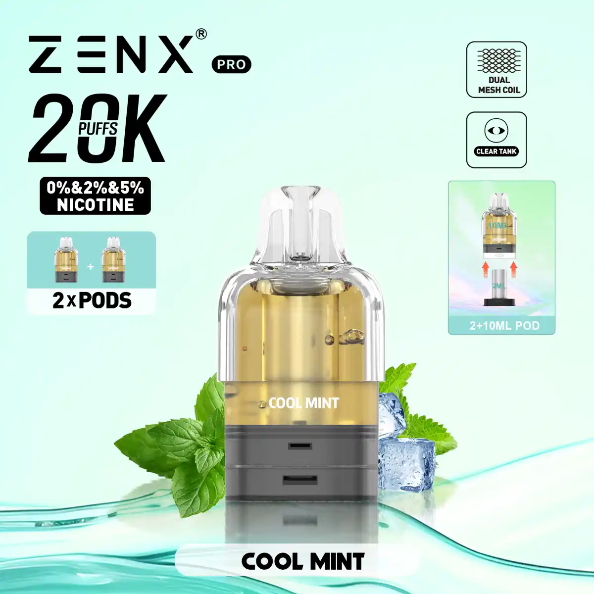 ZENX Pro Prefilled Pods - Cool Mint Vape Pod - zenx.nl