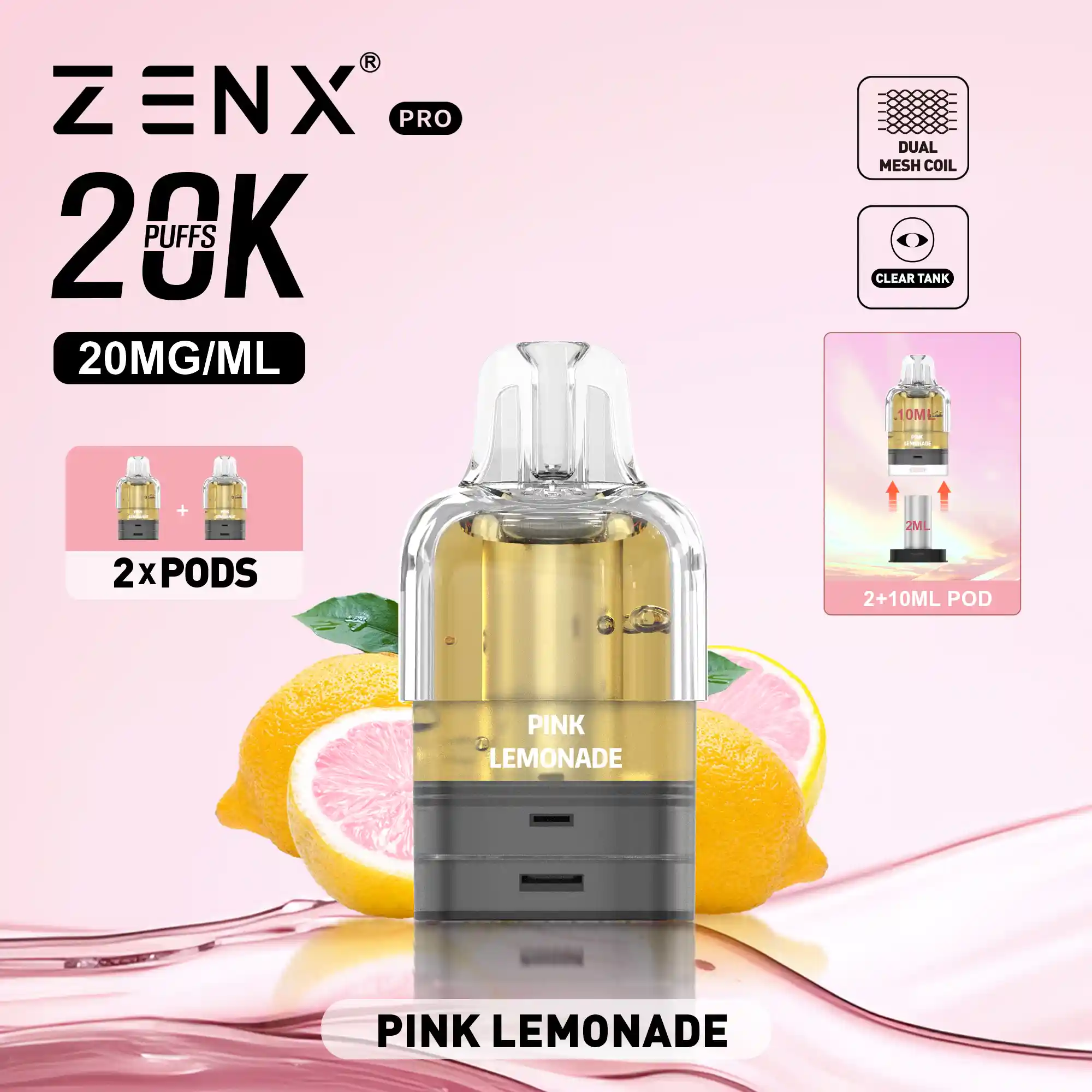 ZENX Pro Prefilled Pods - Pink Lemonade Vape Pod - zenxvape.nl