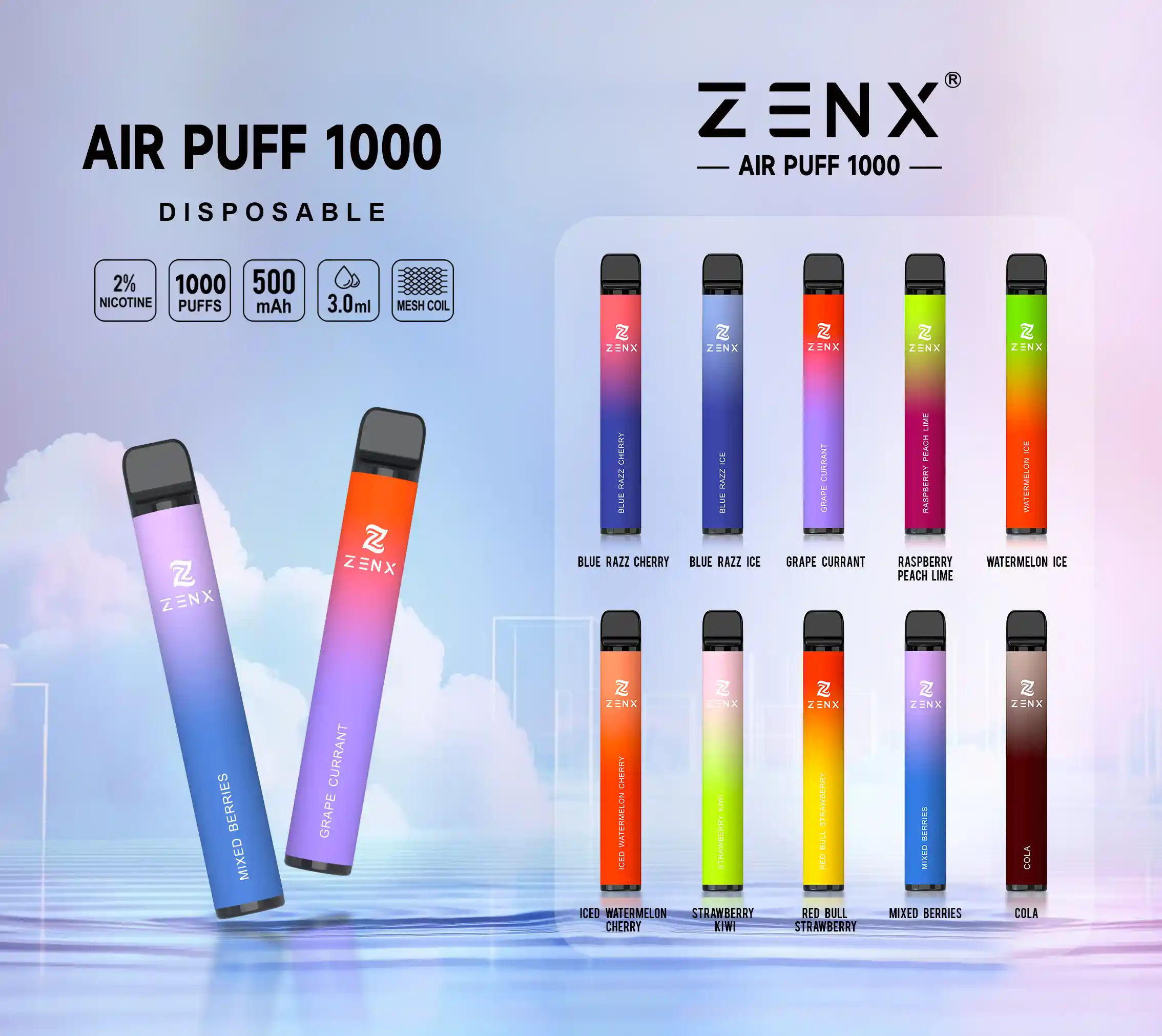 ZENX Air Puff 1000 Z&uuml;ge Einweg Vape - zenxvape.de