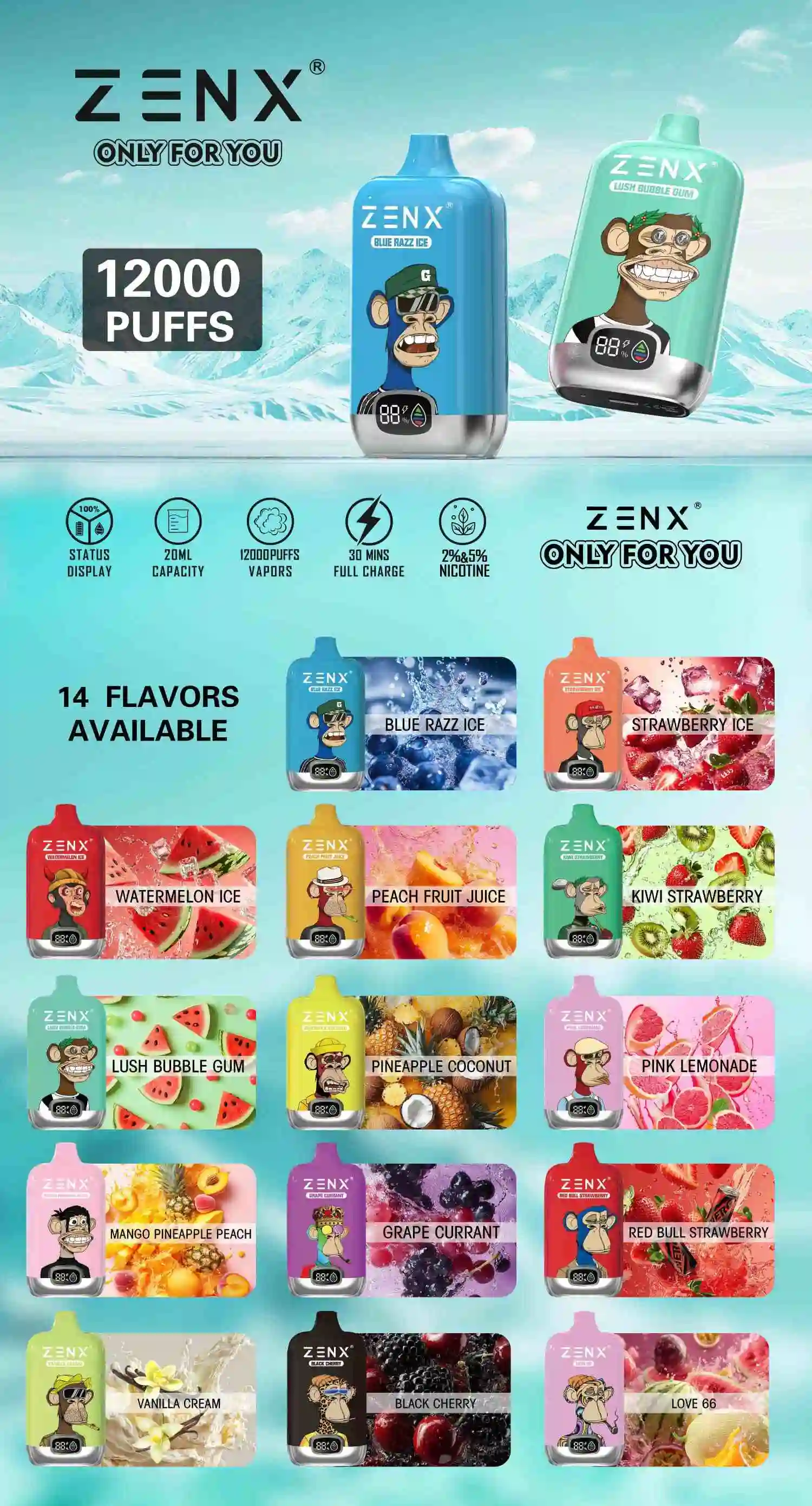 ZENX RandM Tornado NFT Digital Box 12000 Puffs 12K Einweg Vape Pod - zenxvape.de