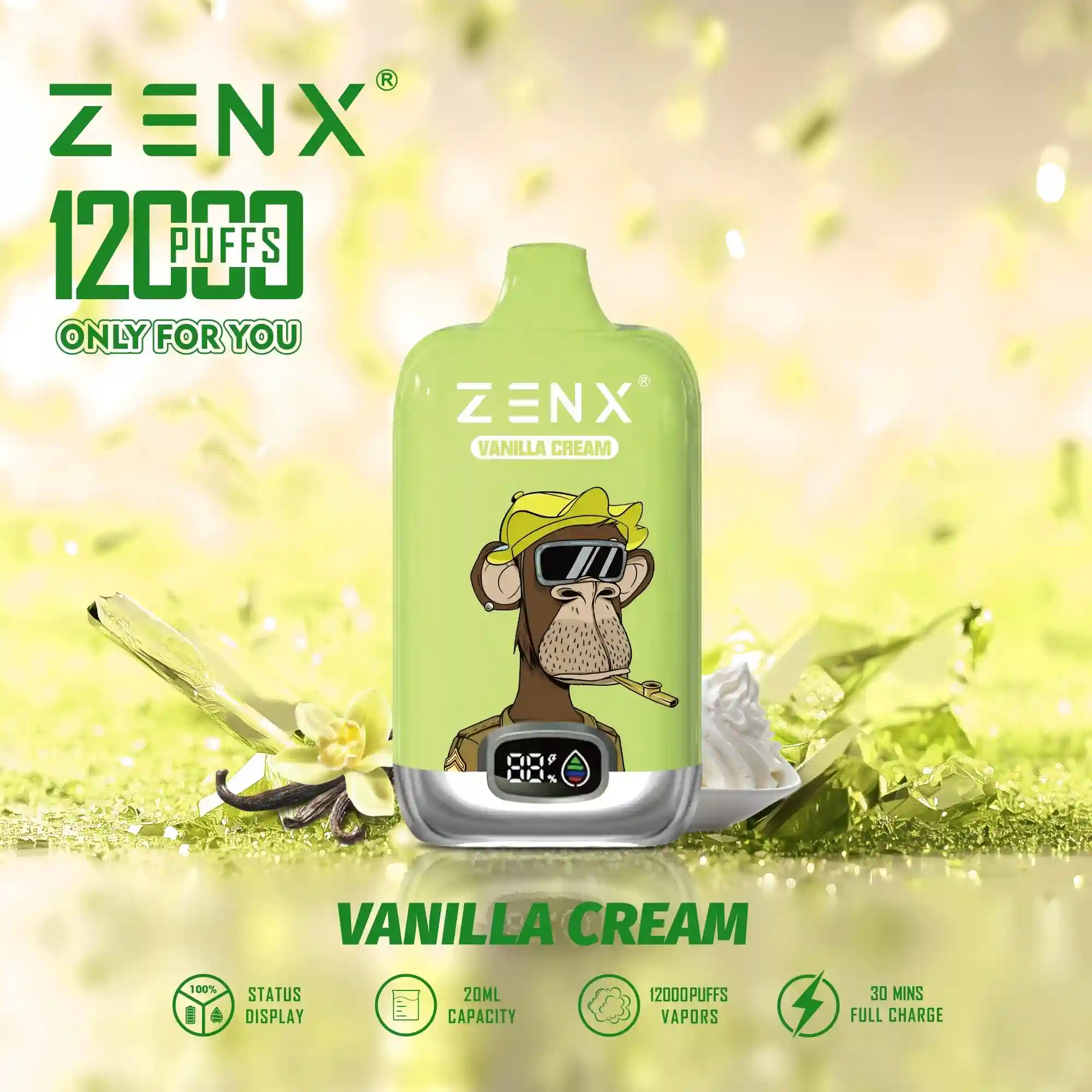 ZENX NFT Digital Box 12000 Puffs 12K Einweg Vape Pod - Vanilla Cream Vape - zenxvape.de