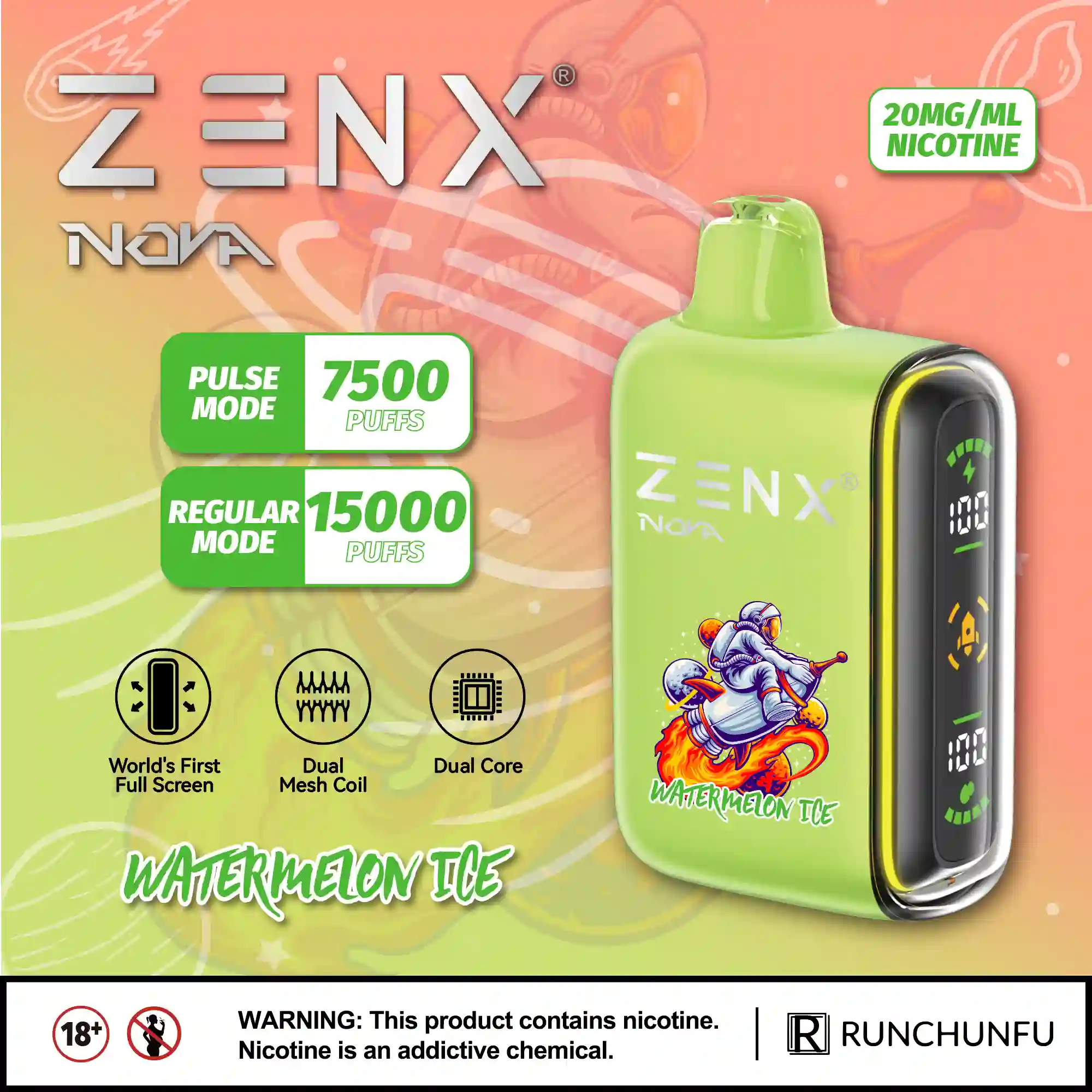 ZENX Nova Pulse 15000 Puffs Disposable Vape (5% Nicotine)