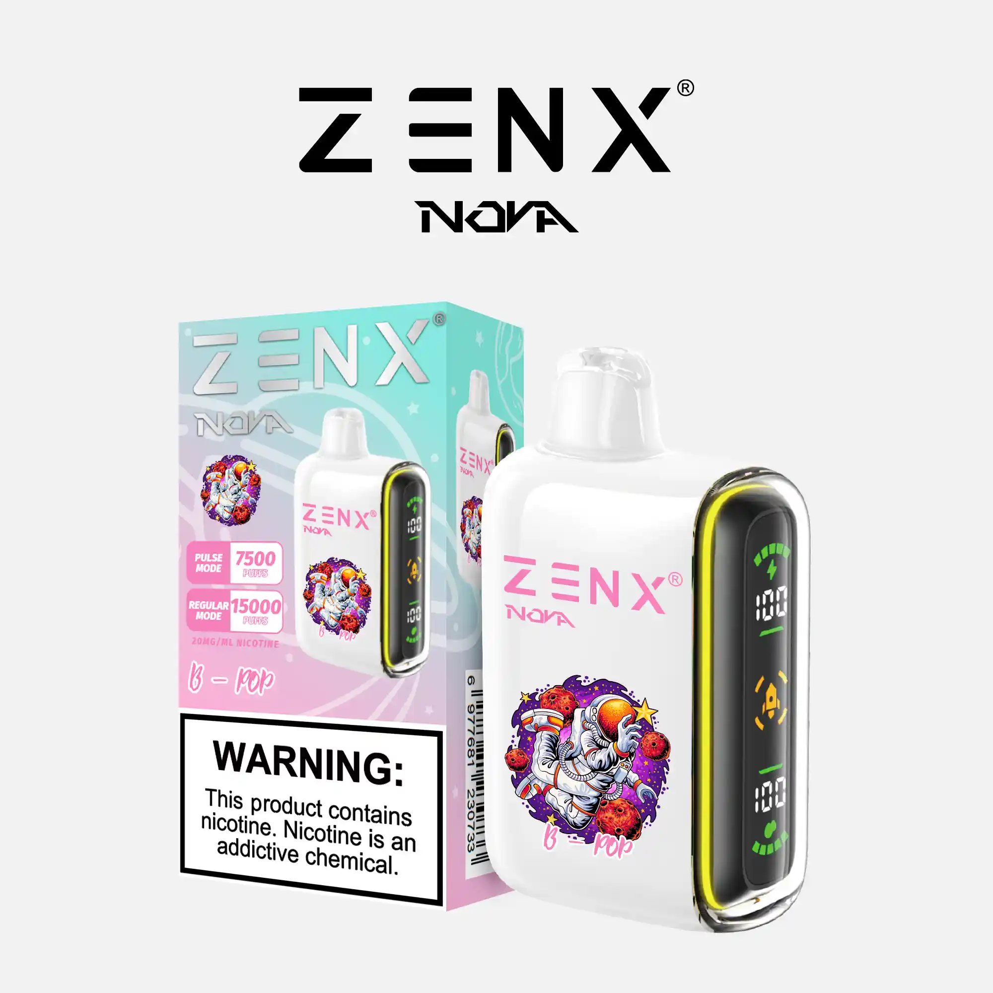 [10 Packs] ZENX Nova Pulse 15000 Puffs Disposable Vape (5% Nicotine)