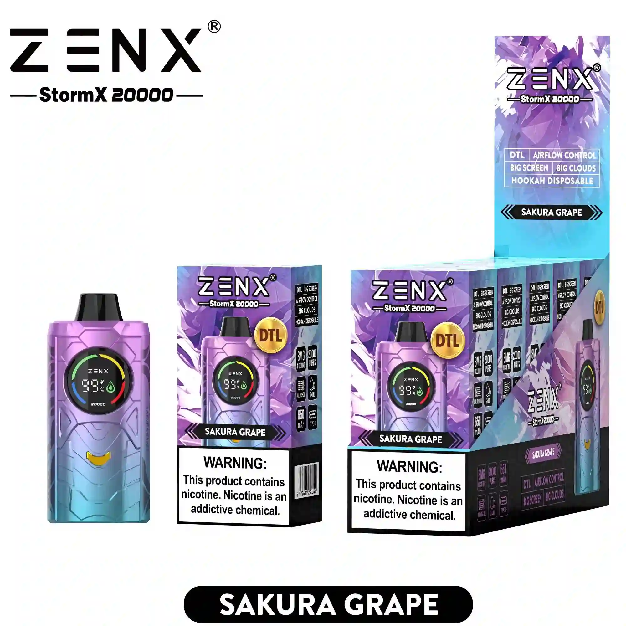[10 Packs] ZENX StormX DTL 20000 Puffs Disposable Vape