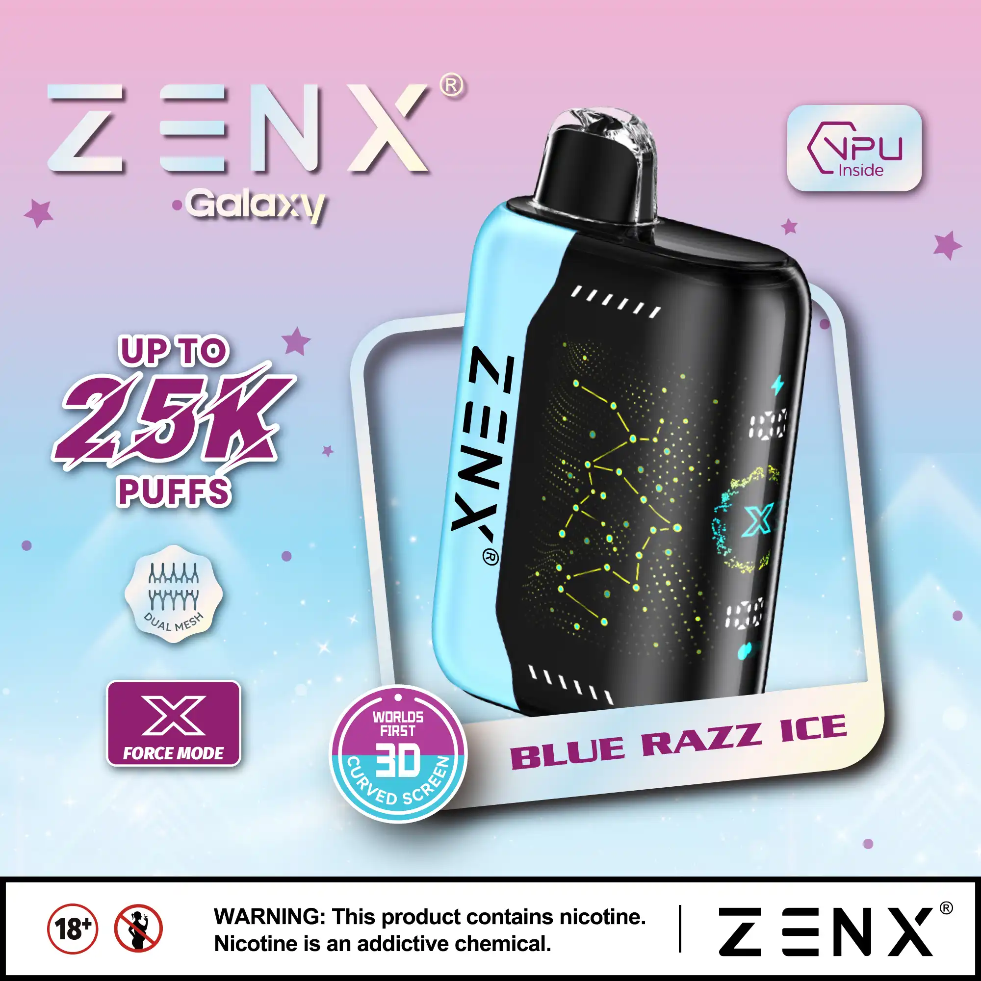 ZENX GalaxY Pulse X 25000 Puffs Disposable Vape (5% Nicotine)