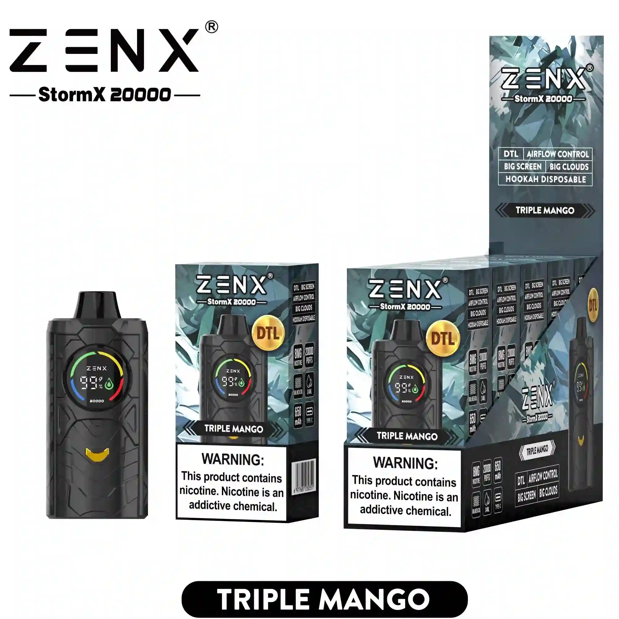 [10 Packs] ZENX StormX DTL 20000 Puffs Disposable Vape