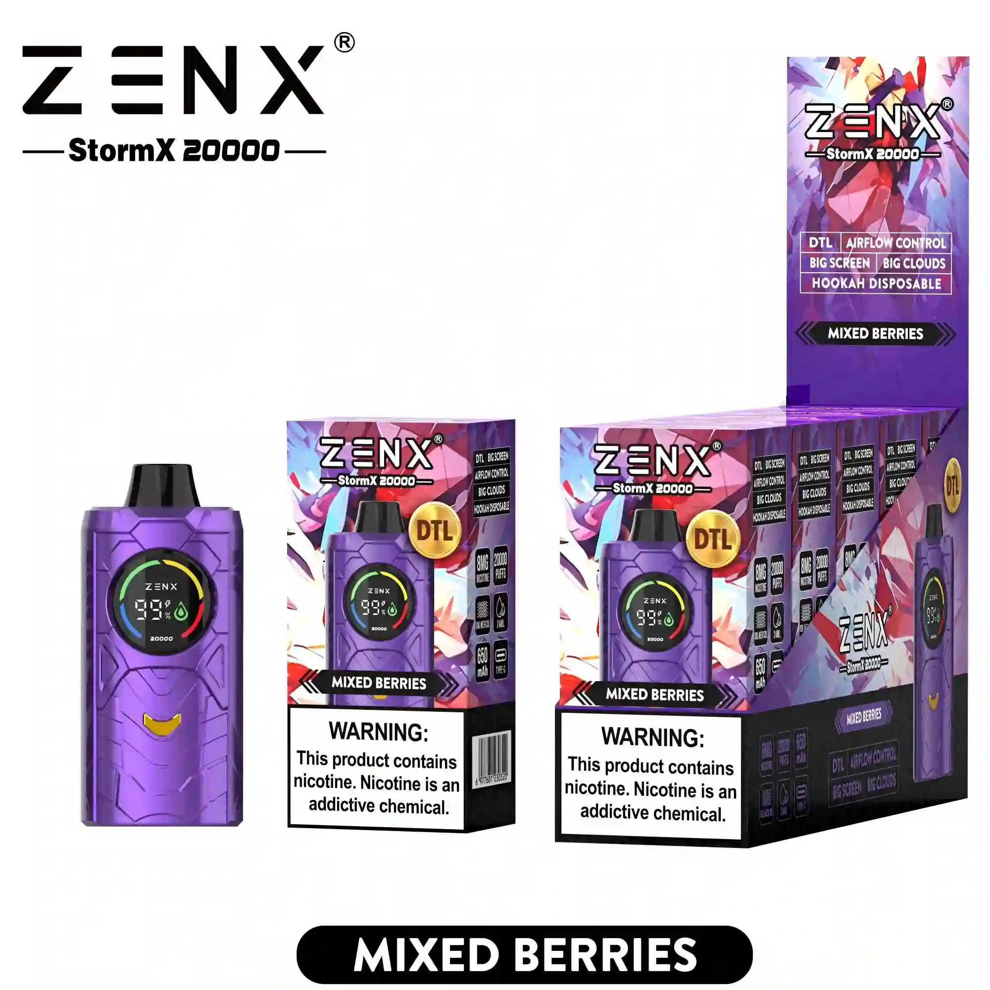 [10 Packs] ZENX StormX DTL 20000 Puffs Disposable Vape